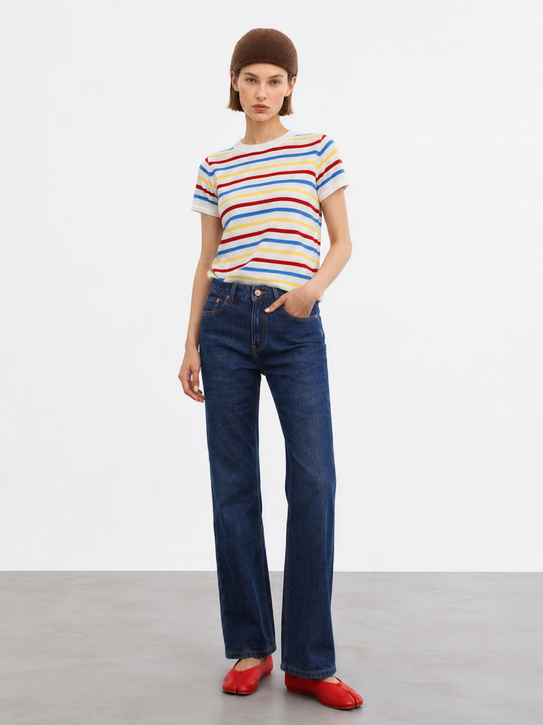 Australian Wool Rainbow Stripe Knitted Sweater view 5