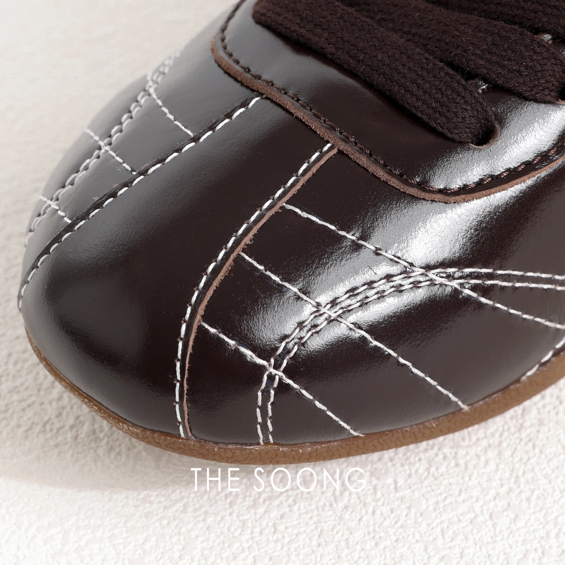Mocha Brown Glossy Soft Leather Trainers view 4
