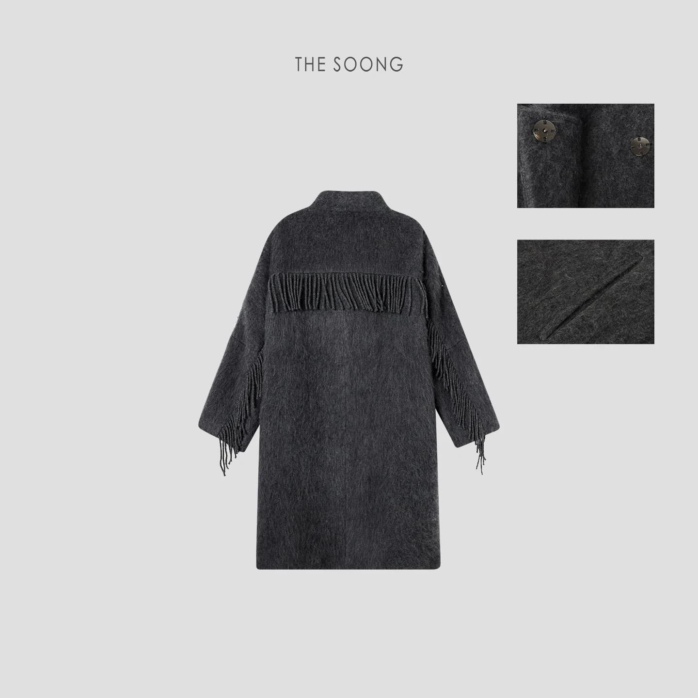 Cashmere-Wool Blend Long Fringe Coat view 7