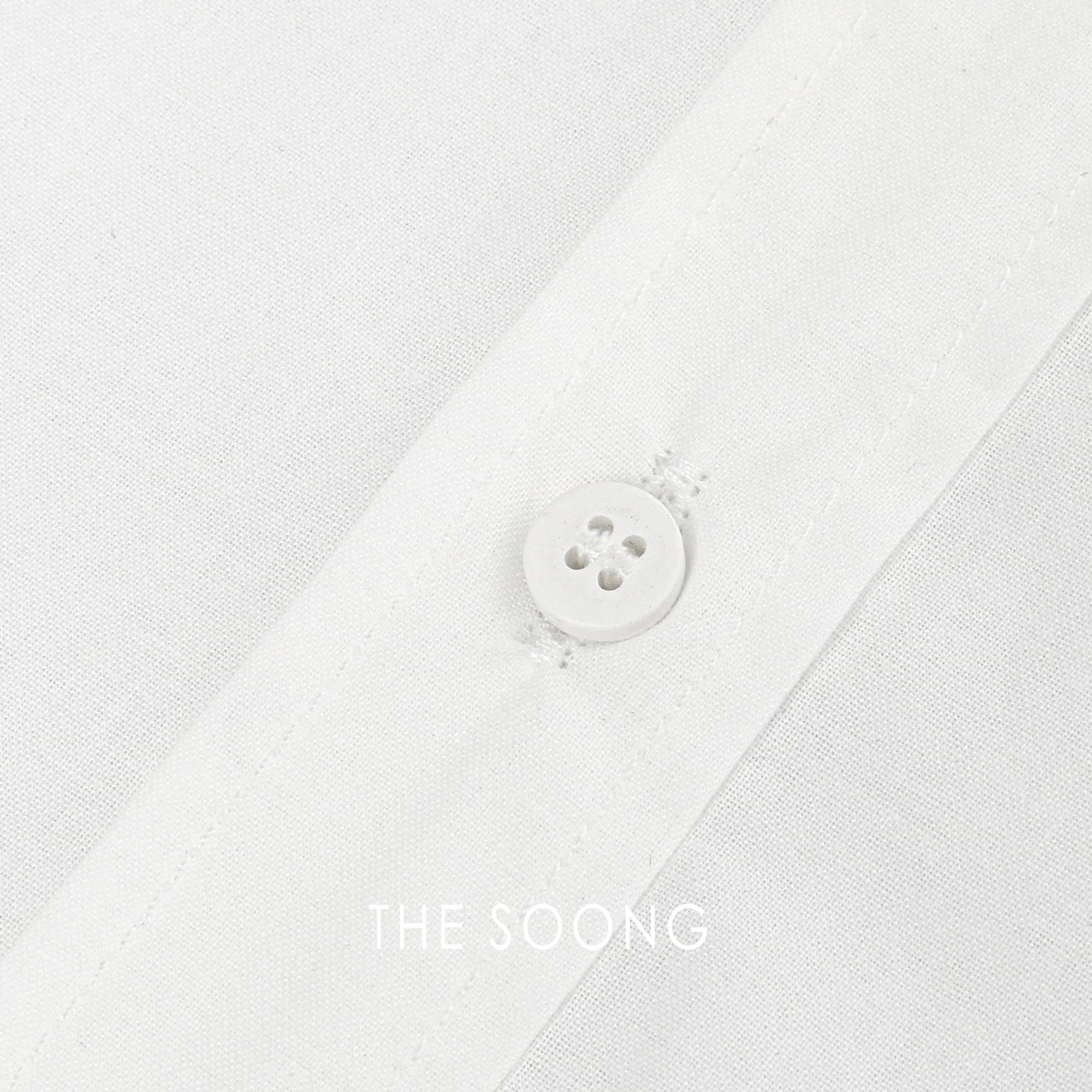 Minimalist White Cotton-Silk Blend Long-Sleeve Shirt view 7