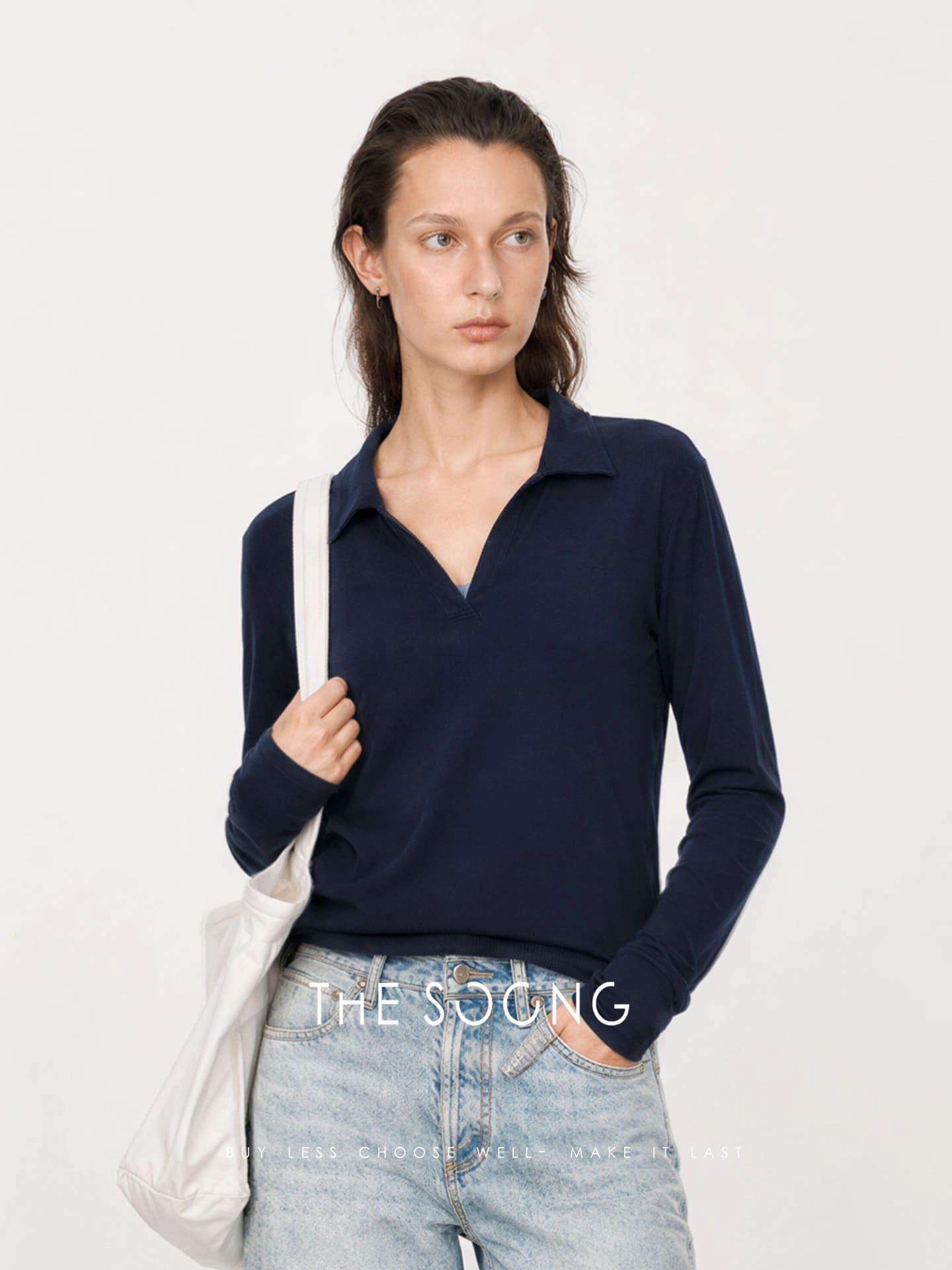 THESOONG 26s Classic Henley Polo Long-Sleeve Top view 5