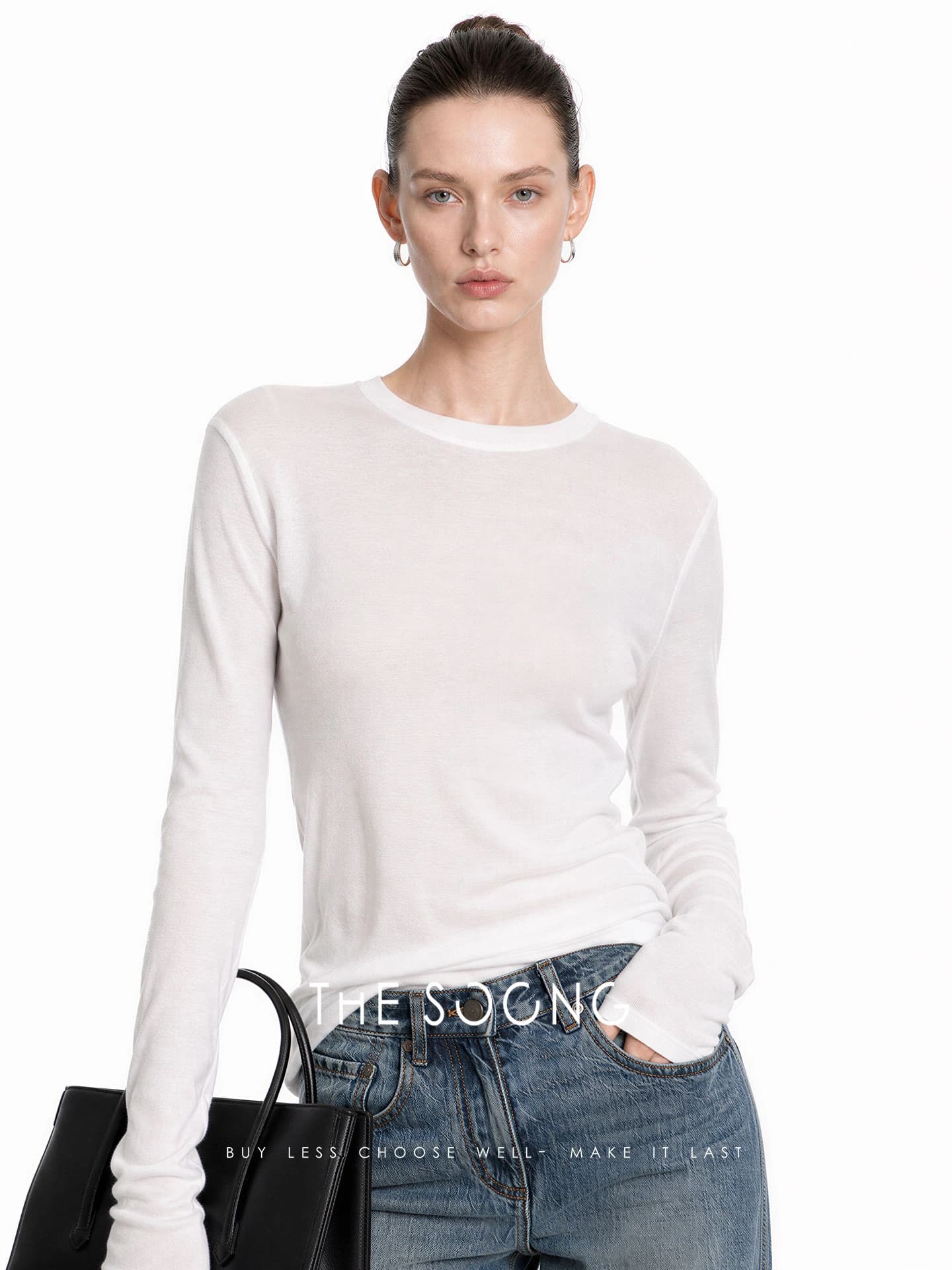 High-Twist Cotton Sun-Protective Crewneck Top view 6