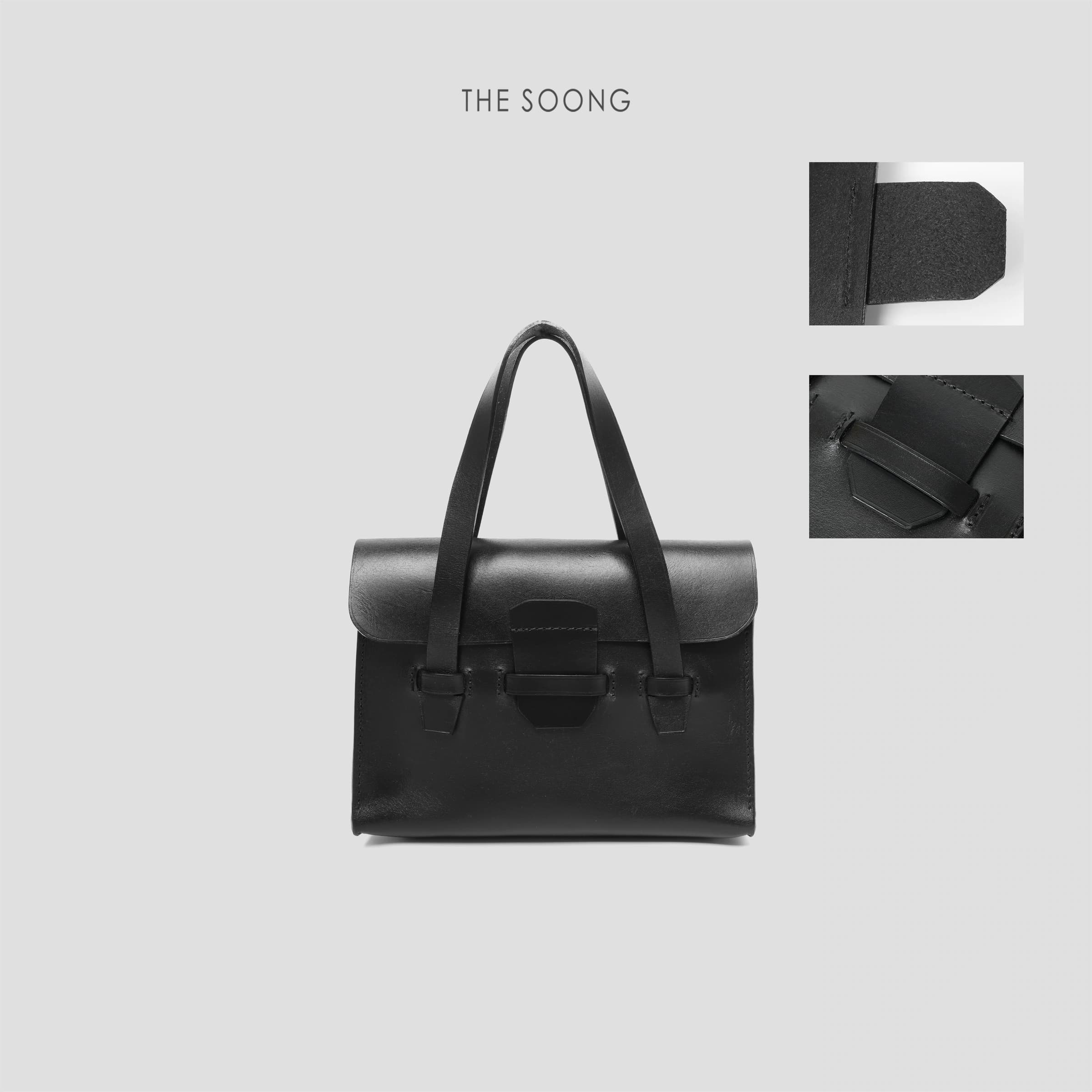 Briefcase Natural Resin Leather Hand-Stitched Oil-Edge Texture view 2