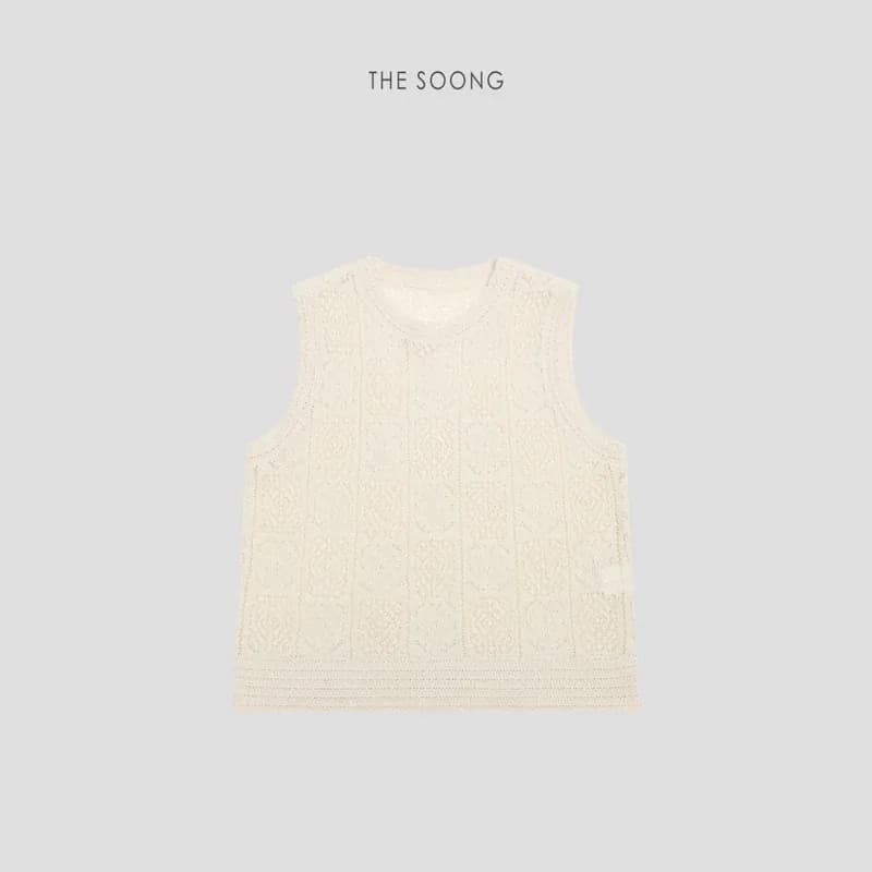 THESOONG ヴィンテージ アイリッシュハンドニット アラン柄 テクスチャードベストトップ 8531