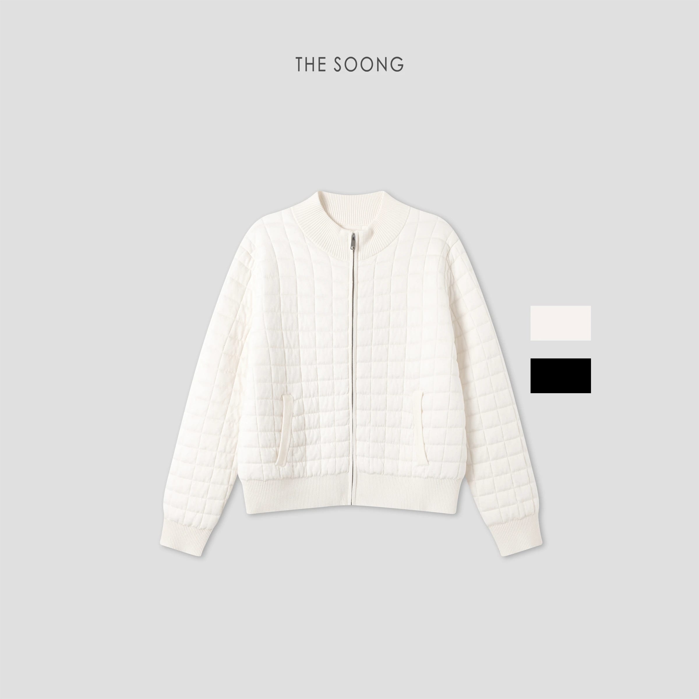 New Grid-Quilted Lightweight Relaxed Warm Jacket