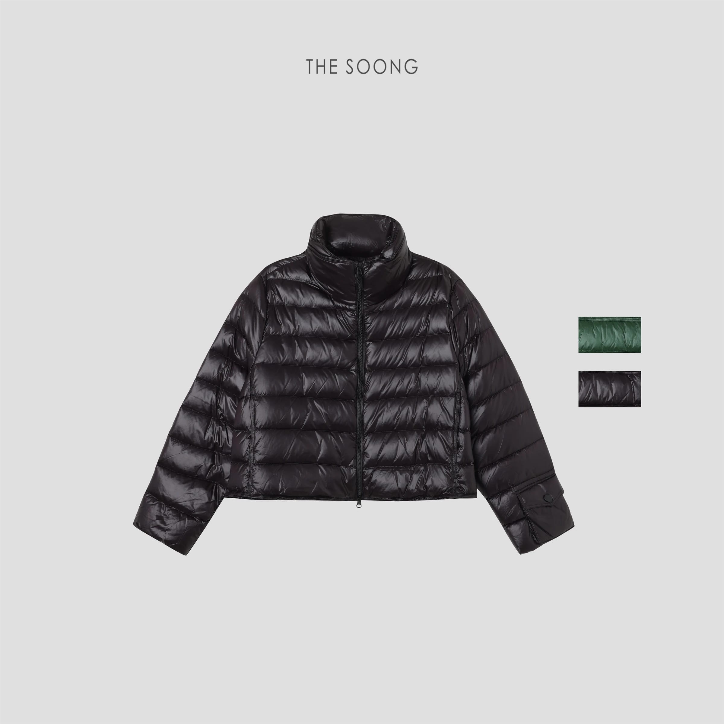 Pocket Goose Fall/Winter 95% White Goose Down Matte Grid-Textured Boxy Down Jacket for Women