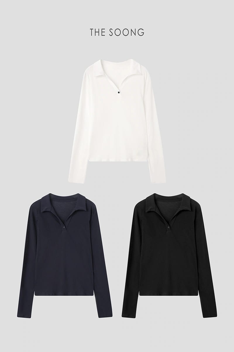 THESOONG 26s Classic Henley Polo Long-Sleeve Top