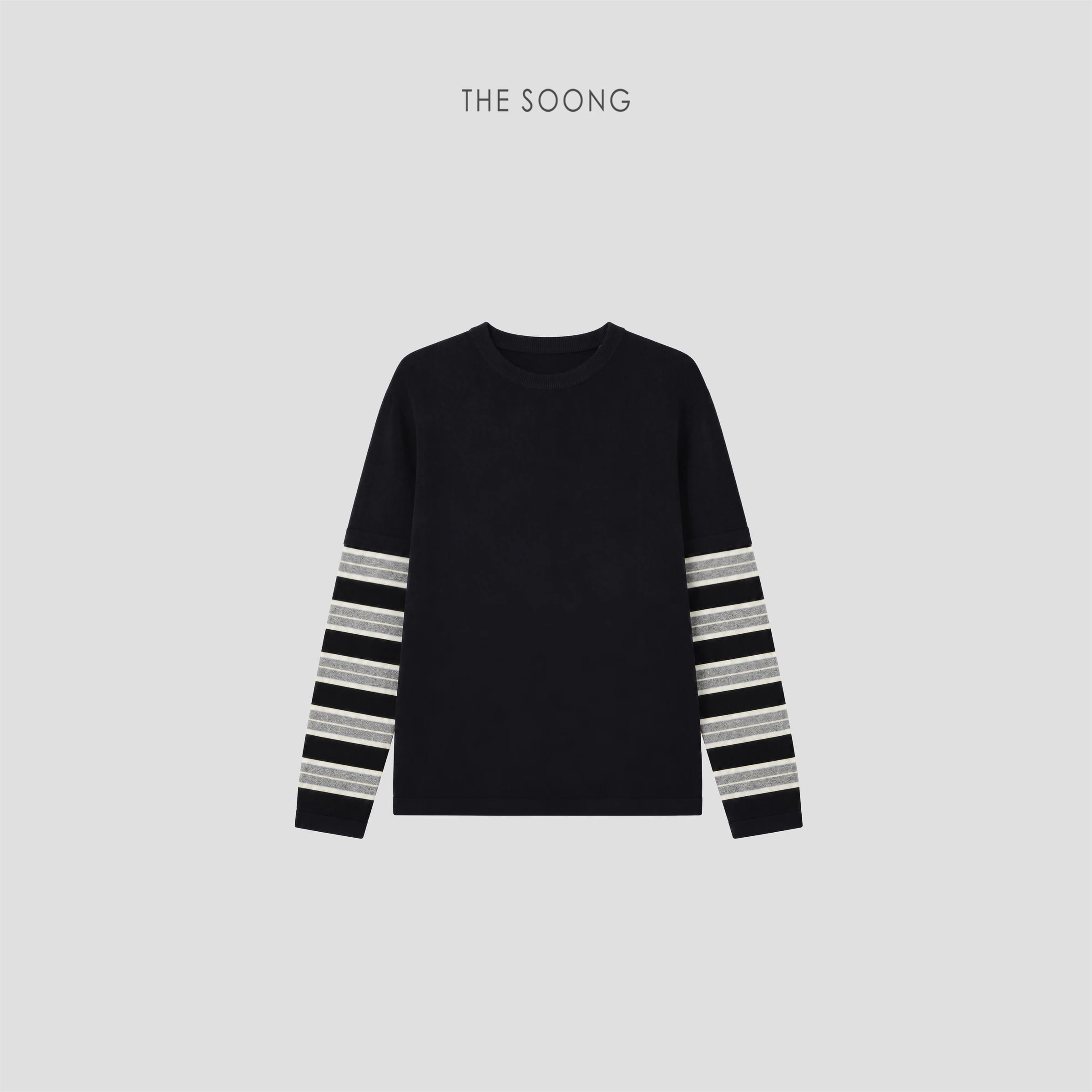 Twilight Blue 100 Australian Wool Layered Striped Sweater 9246