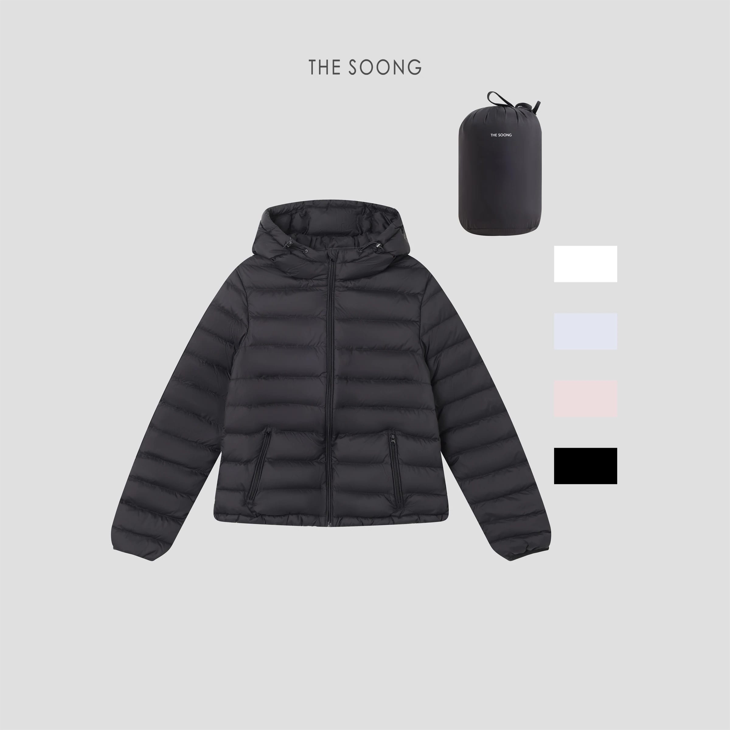 Three-Star Lion-Head White Goose Down Hooded Winter Jacket for Women