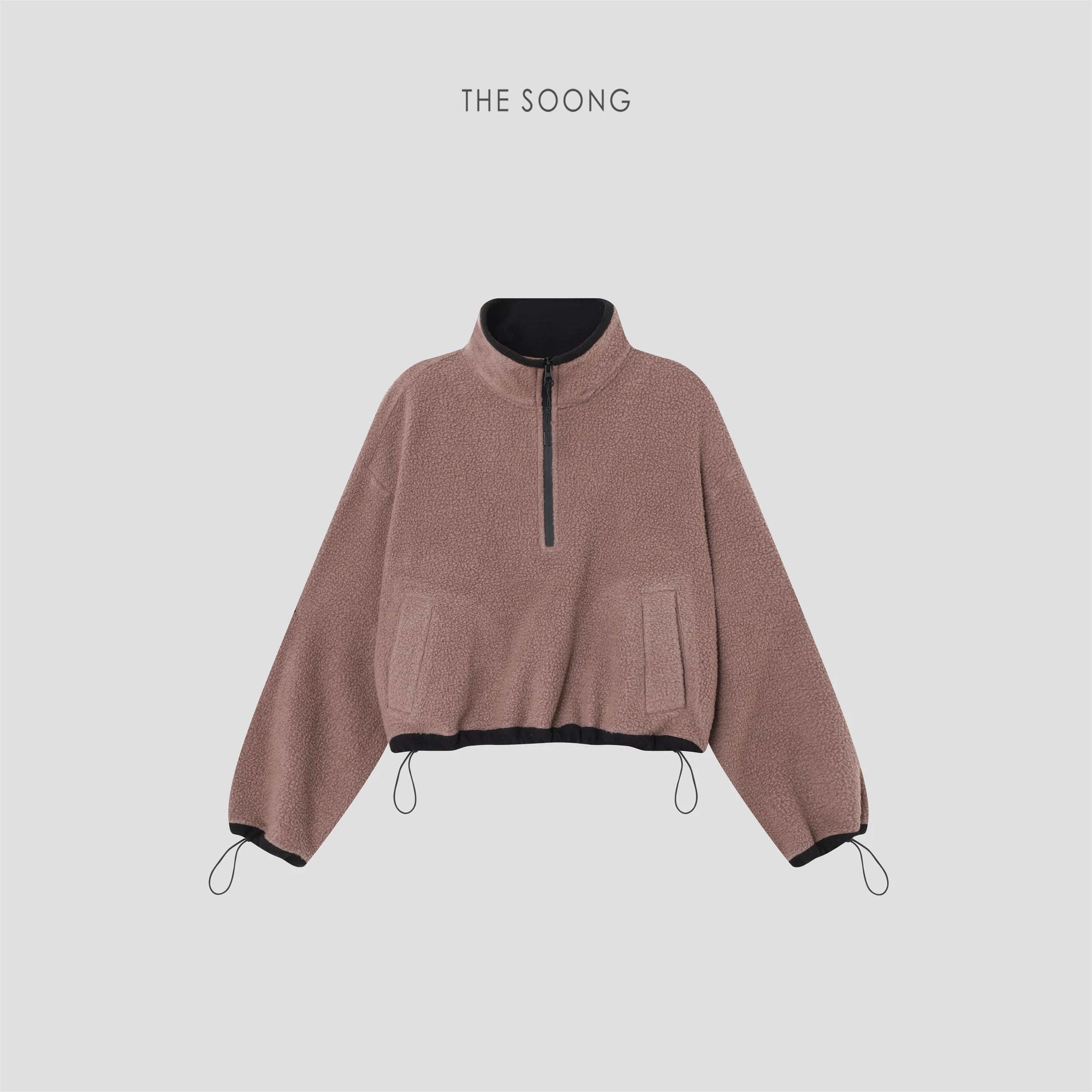 Color-Block Stand-Collar Polar Fleece Sweatshirt