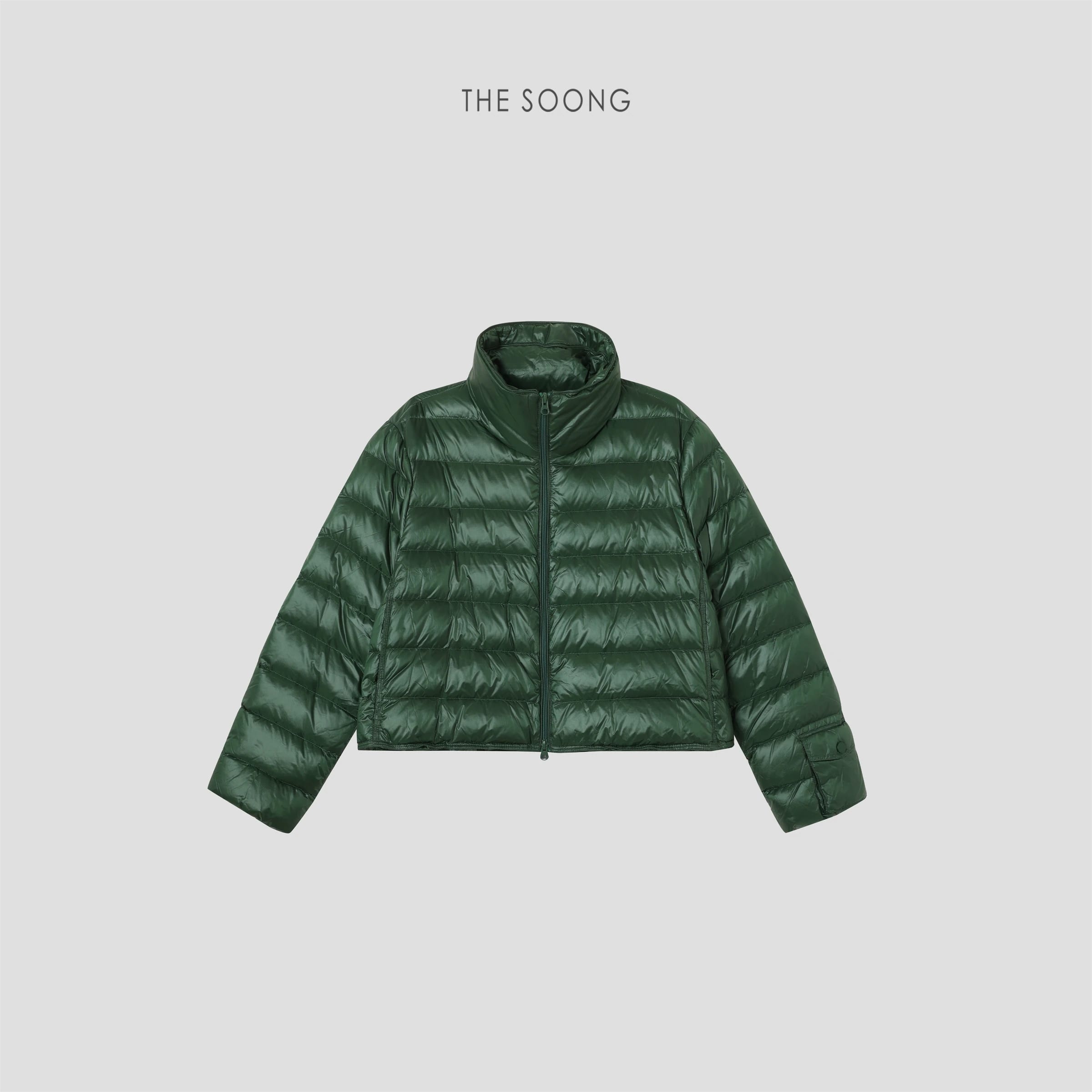 Pocket Goose Fall/Winter 95% White Goose Down Matte Grid-Textured Boxy Down Jacket for Women alternate view