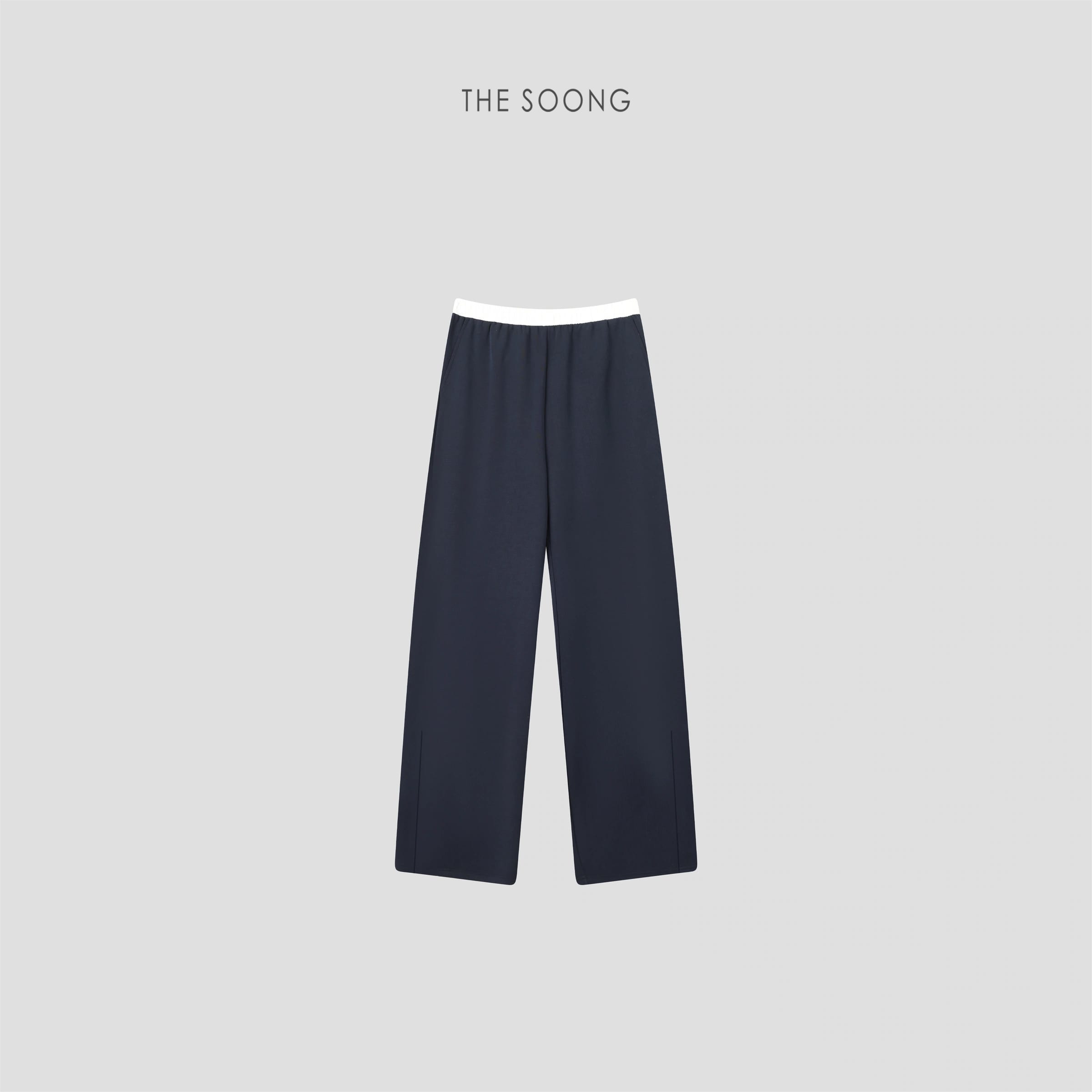 Relaxed Mid-Rise Elastic-Waist Straight-Leg Trousers