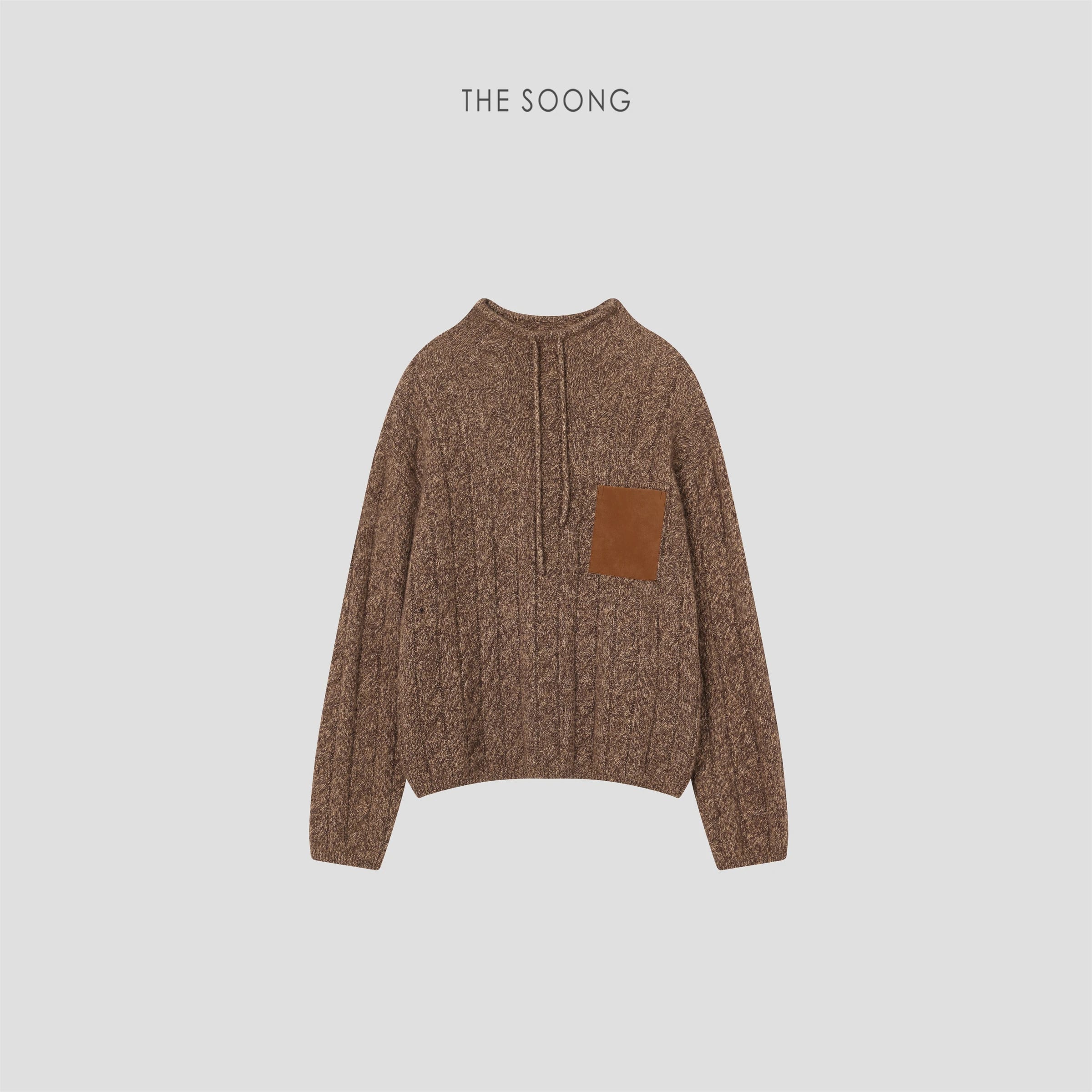 Hot Chestnut Cashmere-Silk Blend Mock-Neck Sweater