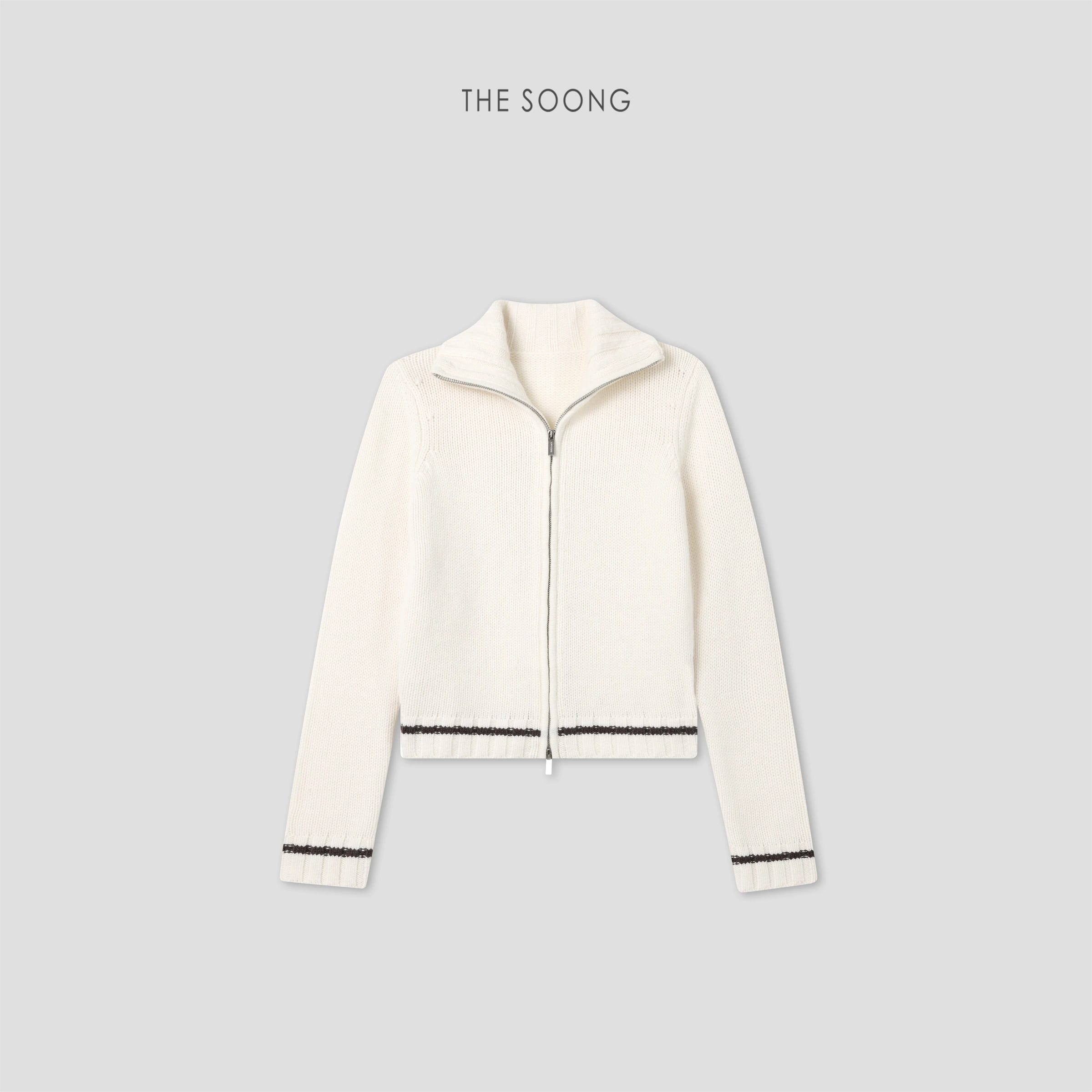 Mist Luxe 100% Wool Zip-Up Turtleneck Cropped Sweater