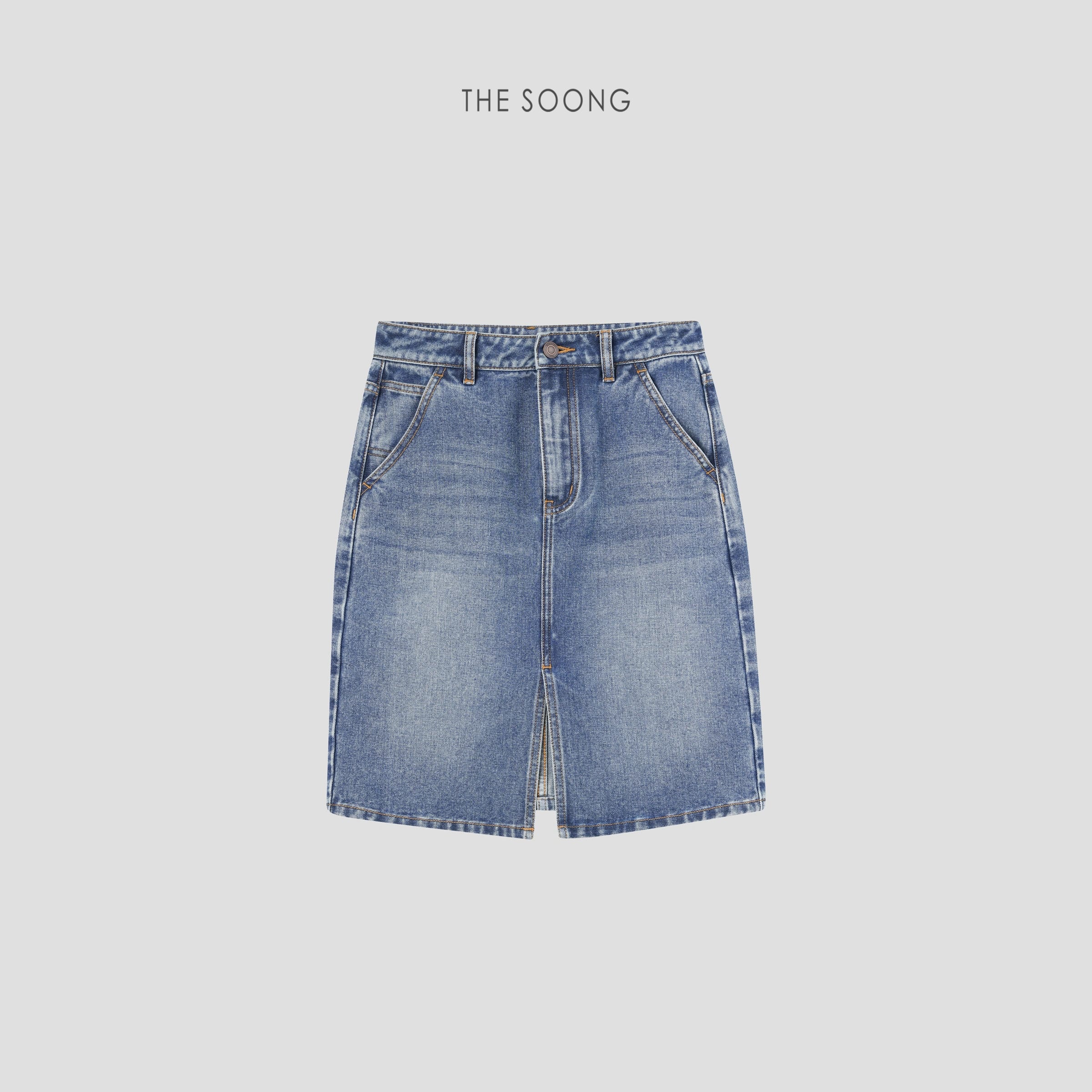 11.3oz Lightweight Washed Whisker Denim Skirt