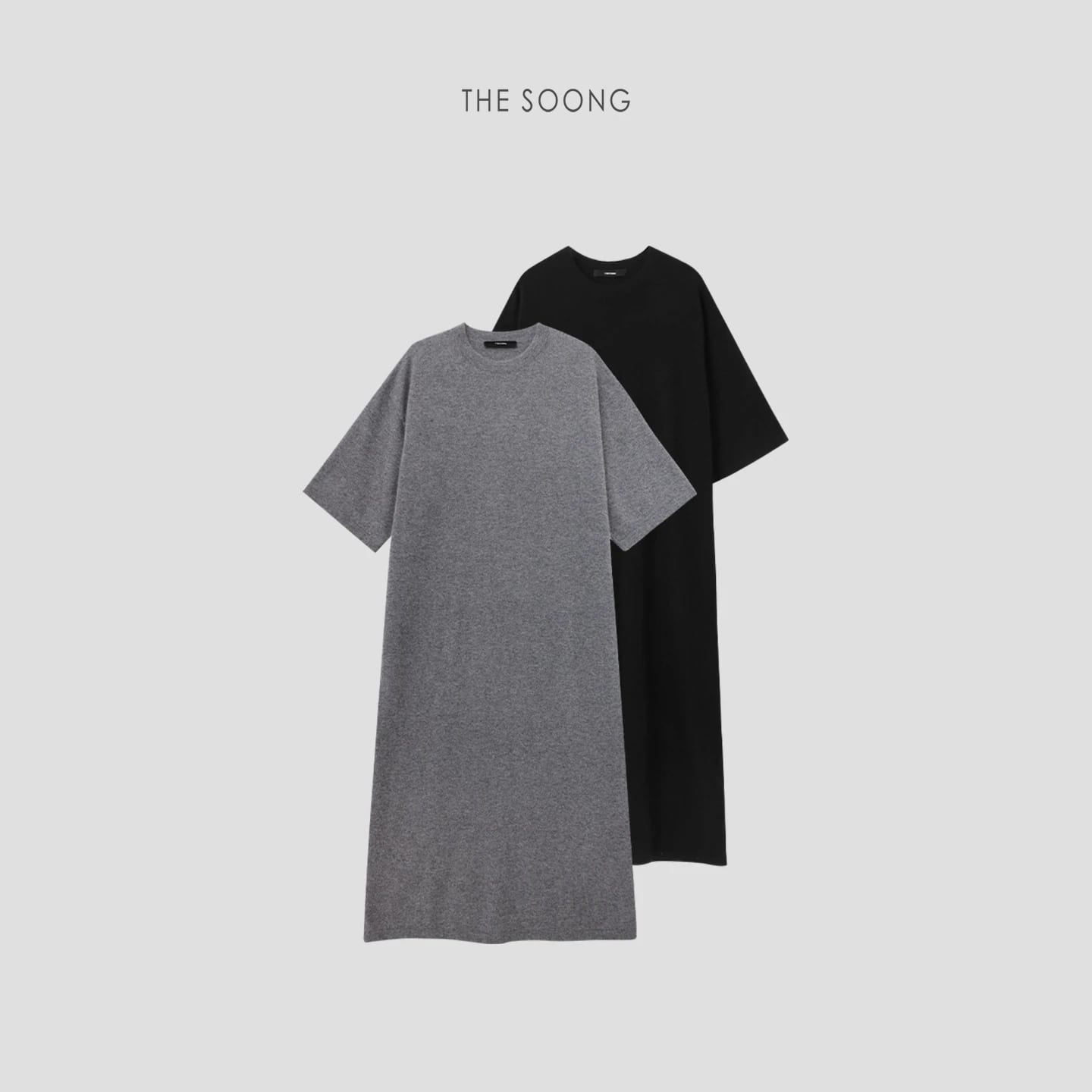 Wool Three Quarter Sleeve Relaxed Midi T Shirt Dress 7510