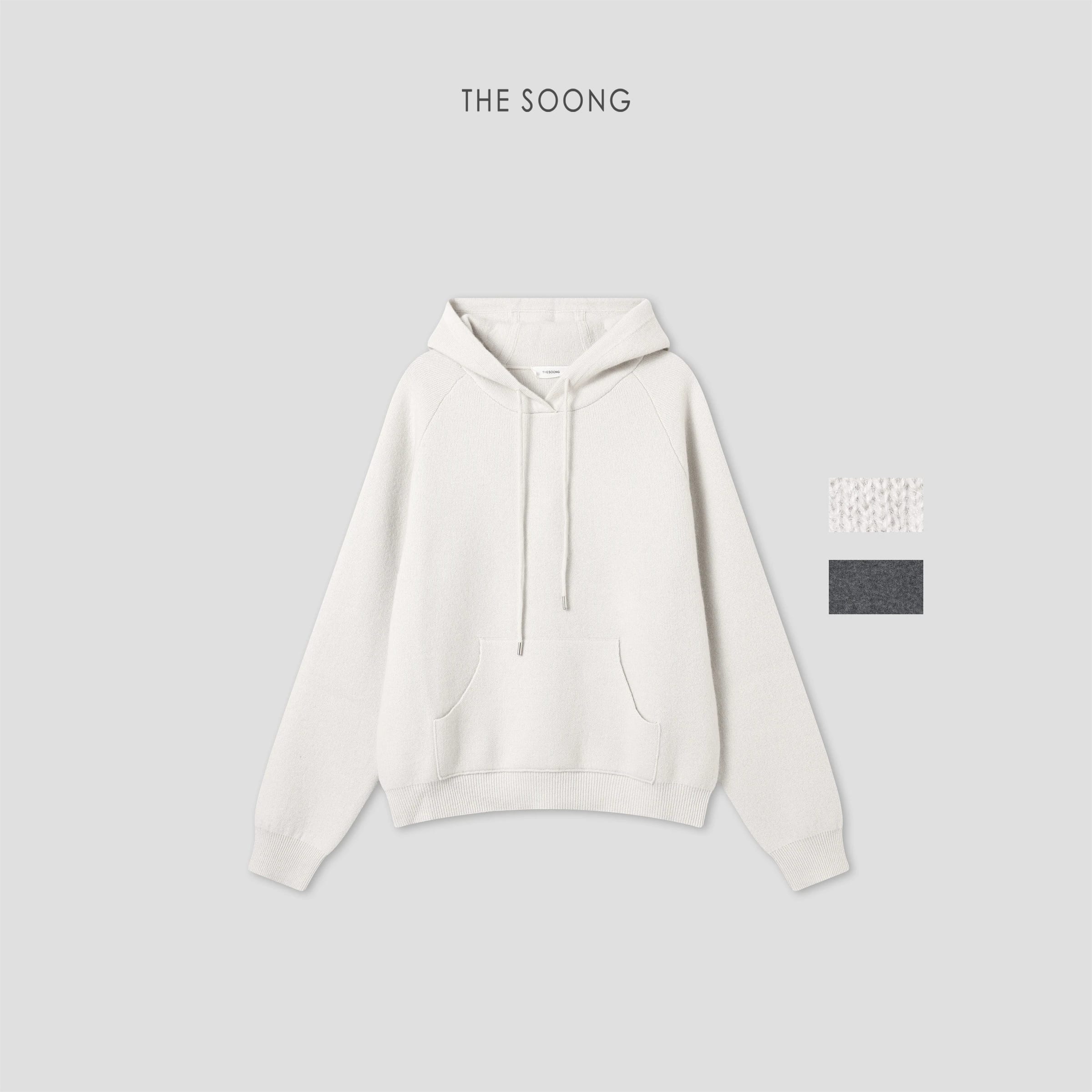 Cloud Mist Consinee 100% Cashmere Relaxed Gray Hooded Knit Sweater