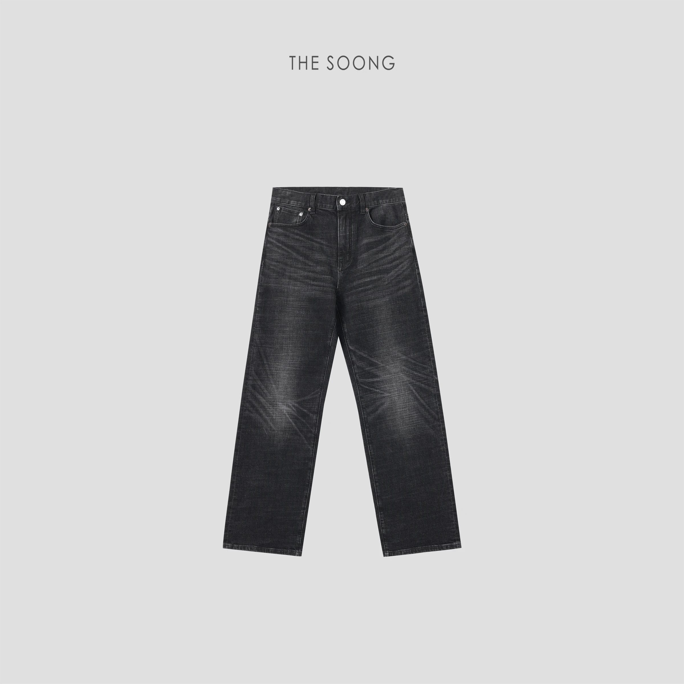 Black Denim Vintage Stretch Washed Mid-Rise Jeans