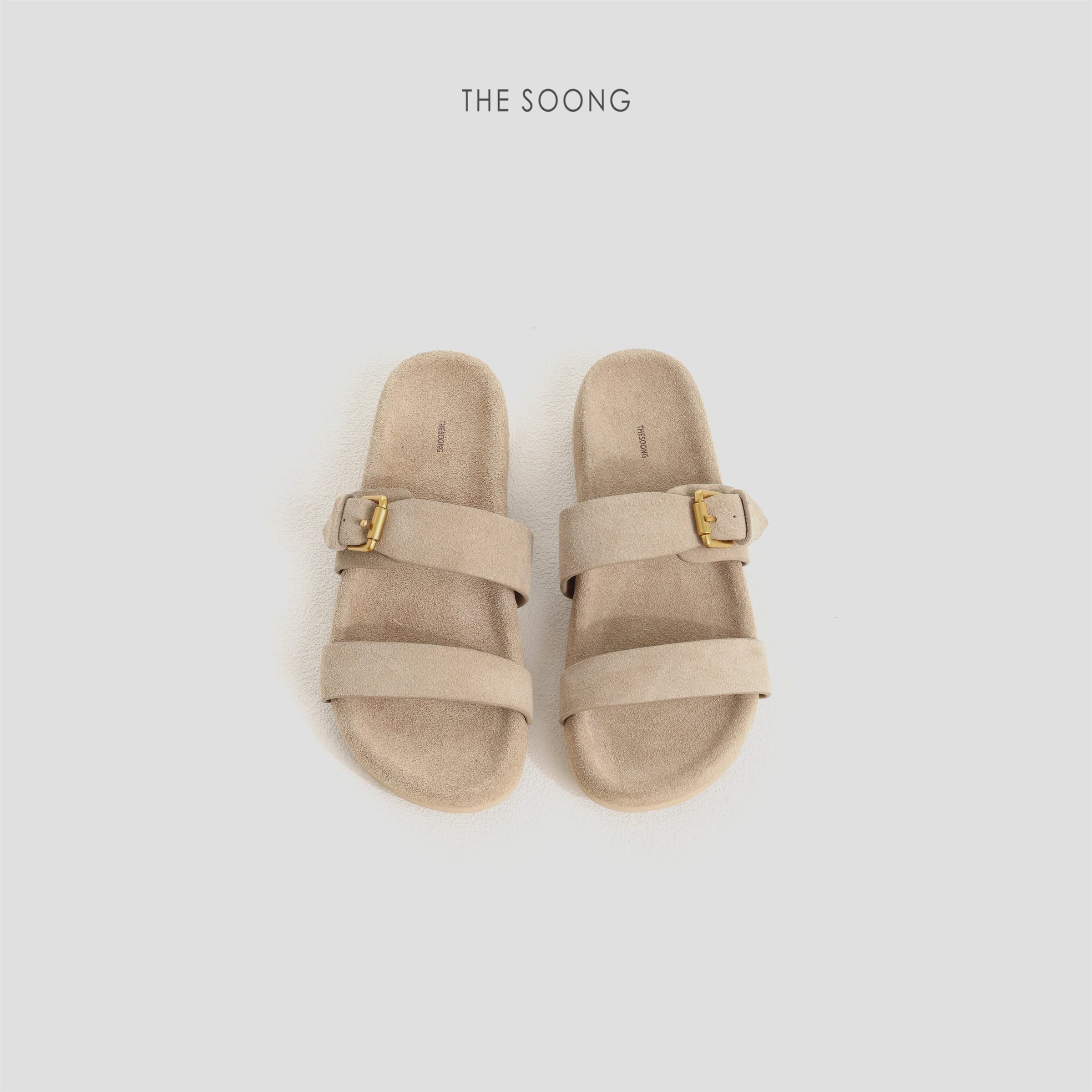 Suede Double Strap Cork Sandals 9292