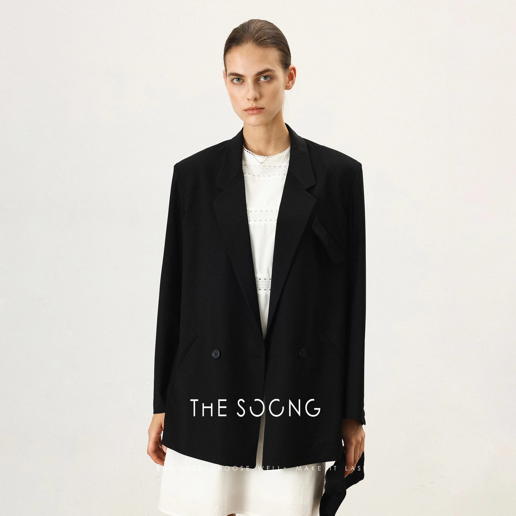 Peak-Lapel Wool Blend Double-Breasted Blazer alternate view