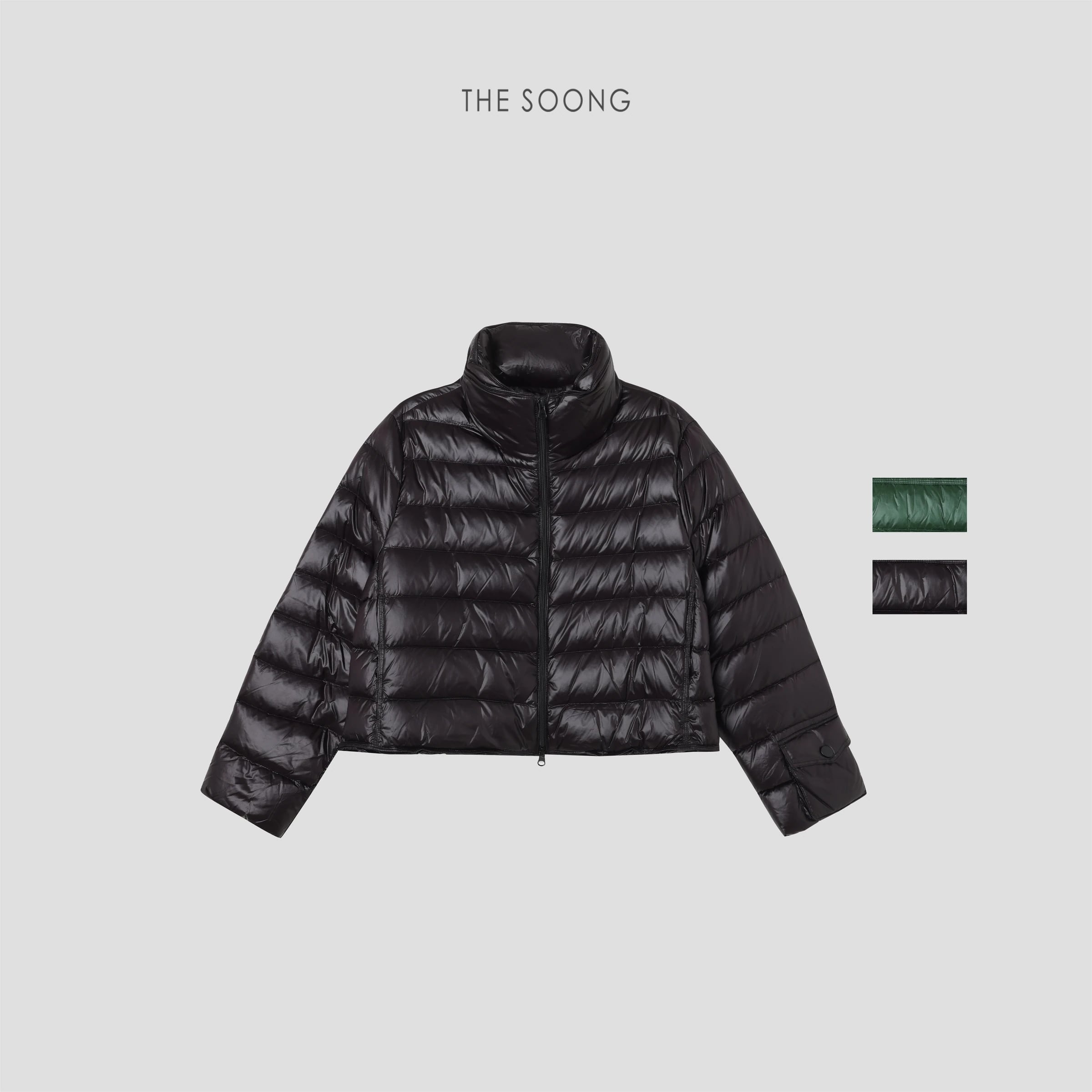 Pocket Goose Fall/Winter 95% White Goose Down Matte Grid-Textured Boxy Down Jacket for Women