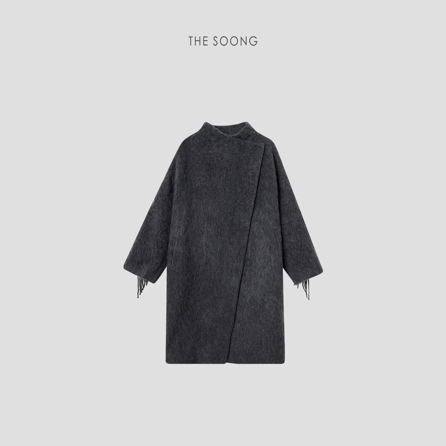 Cashmere-Wool Blend Long Fringe Coat