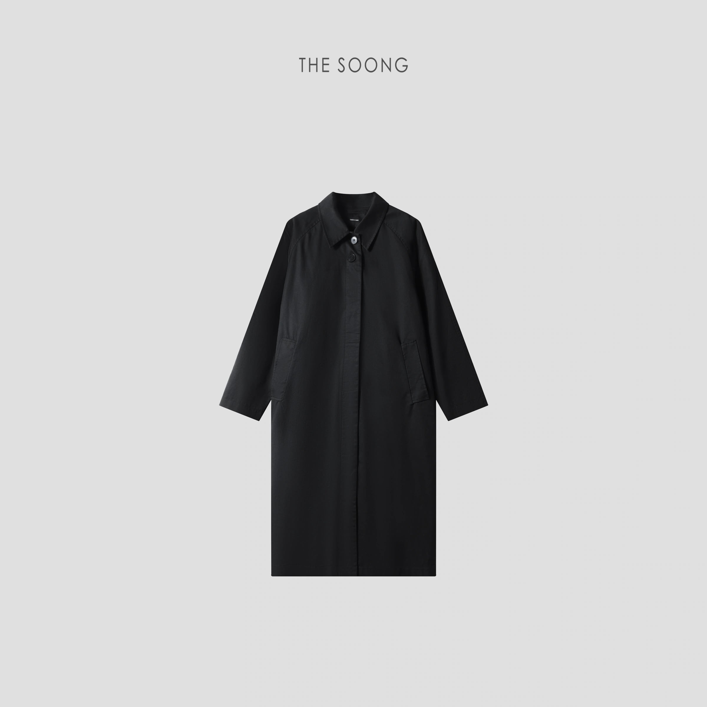 Airport Trench Soft-Washed Black Twill Coat