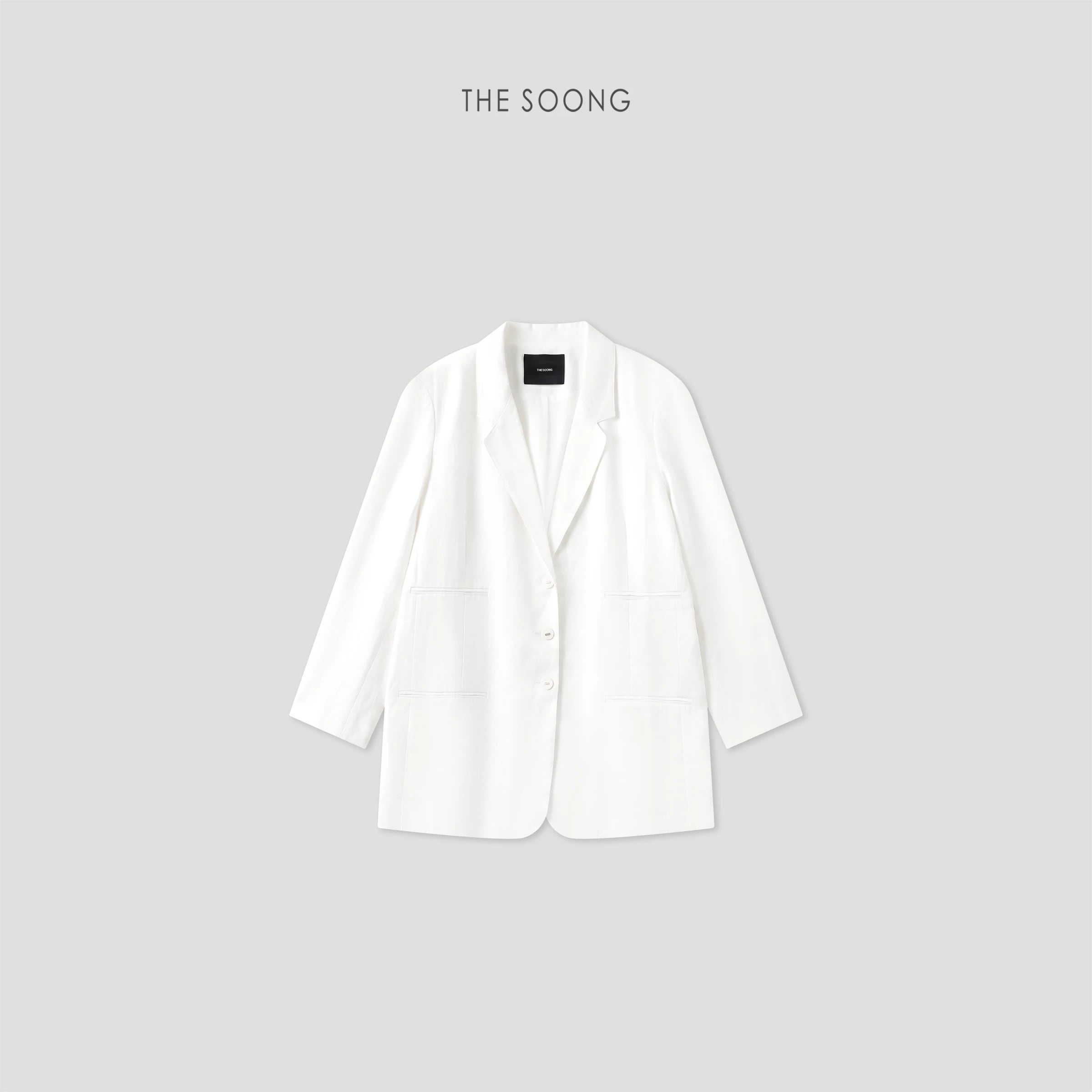 Minimal Silhouette 100% Linen Relaxed Single-Breasted Blazer