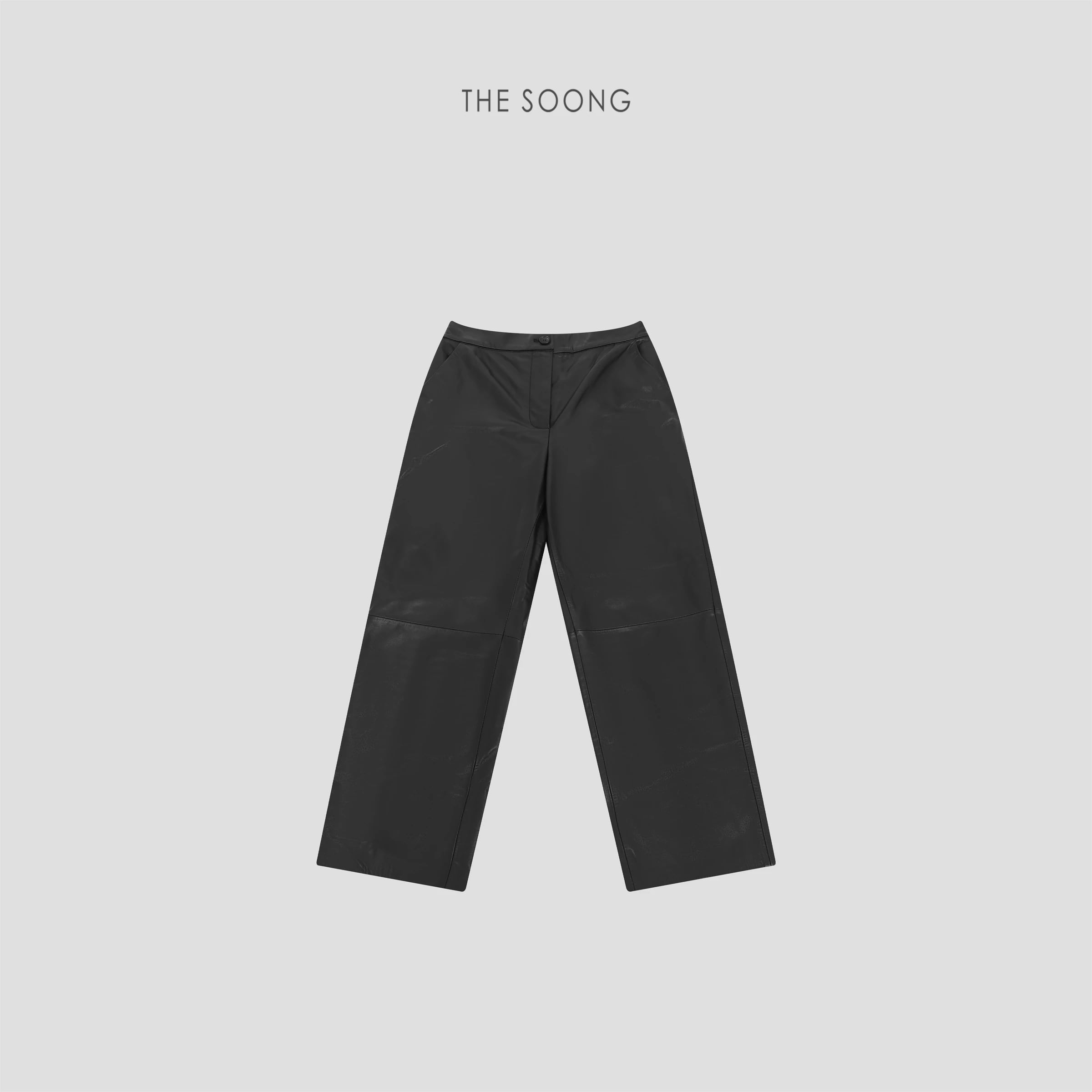 Imported Calfskin Straight-Leg Leather Trousers