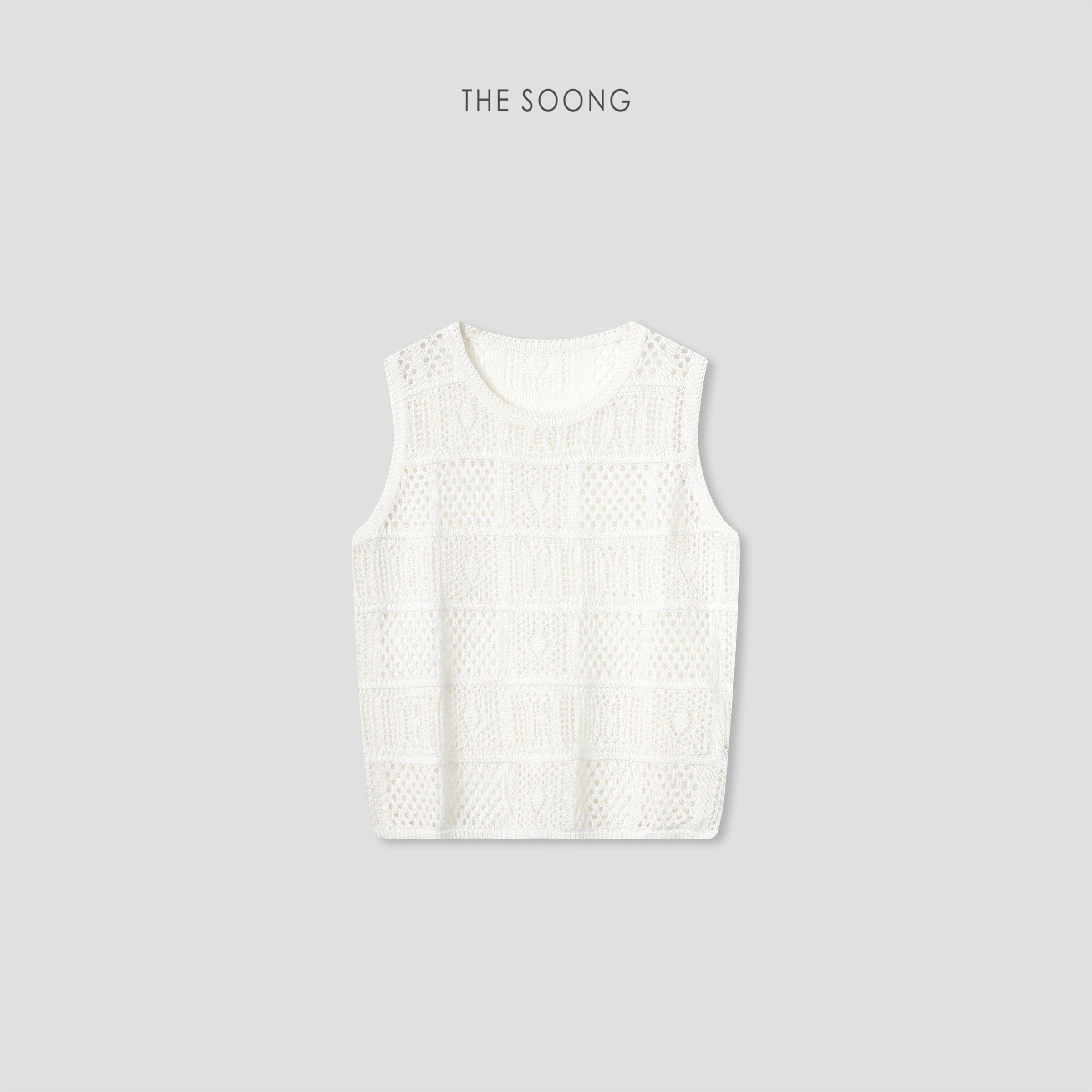 Cool-Touch Openwork Fine-Knit Sleeveless Top