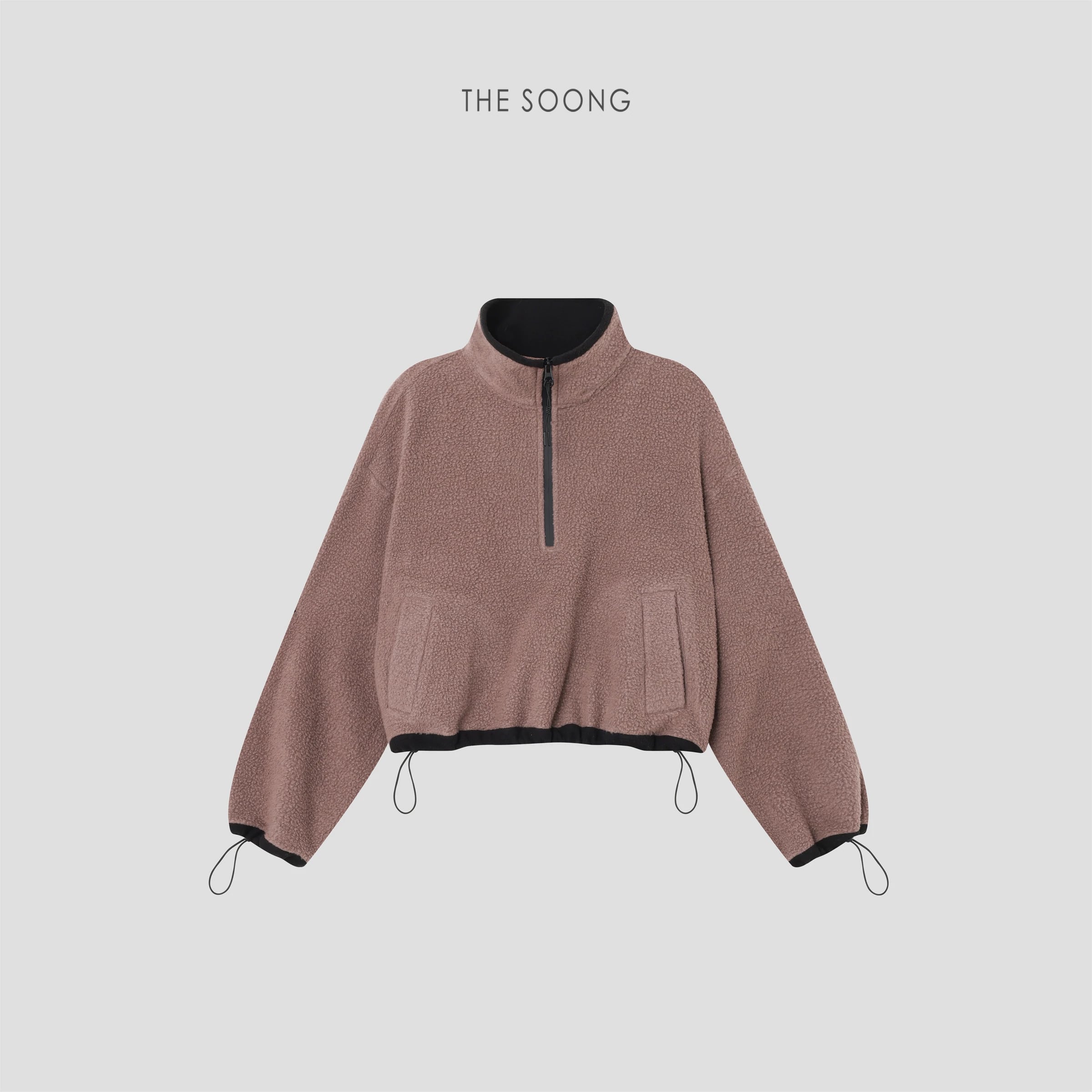 Color-Block Stand-Collar Polar Fleece Sweatshirt