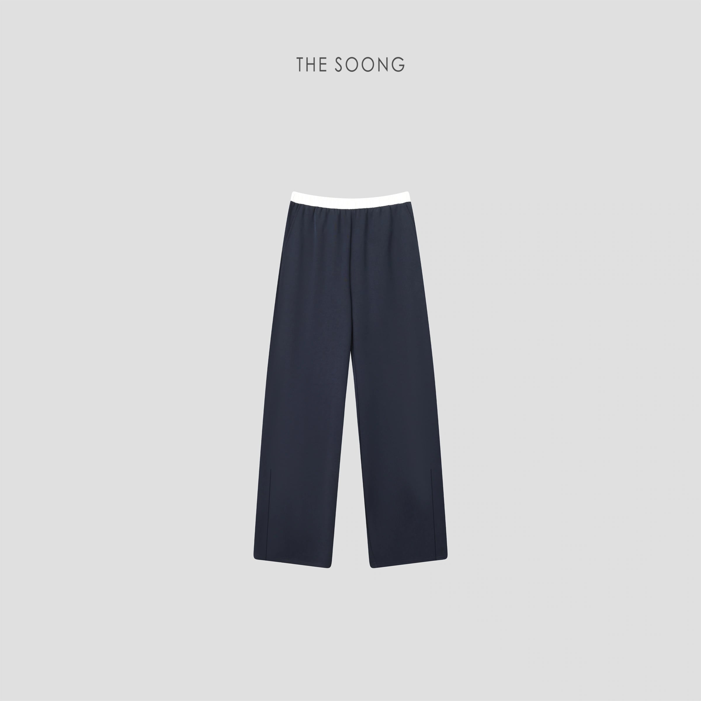 Relaxed Mid-Rise Elastic-Waist Straight-Leg Trousers