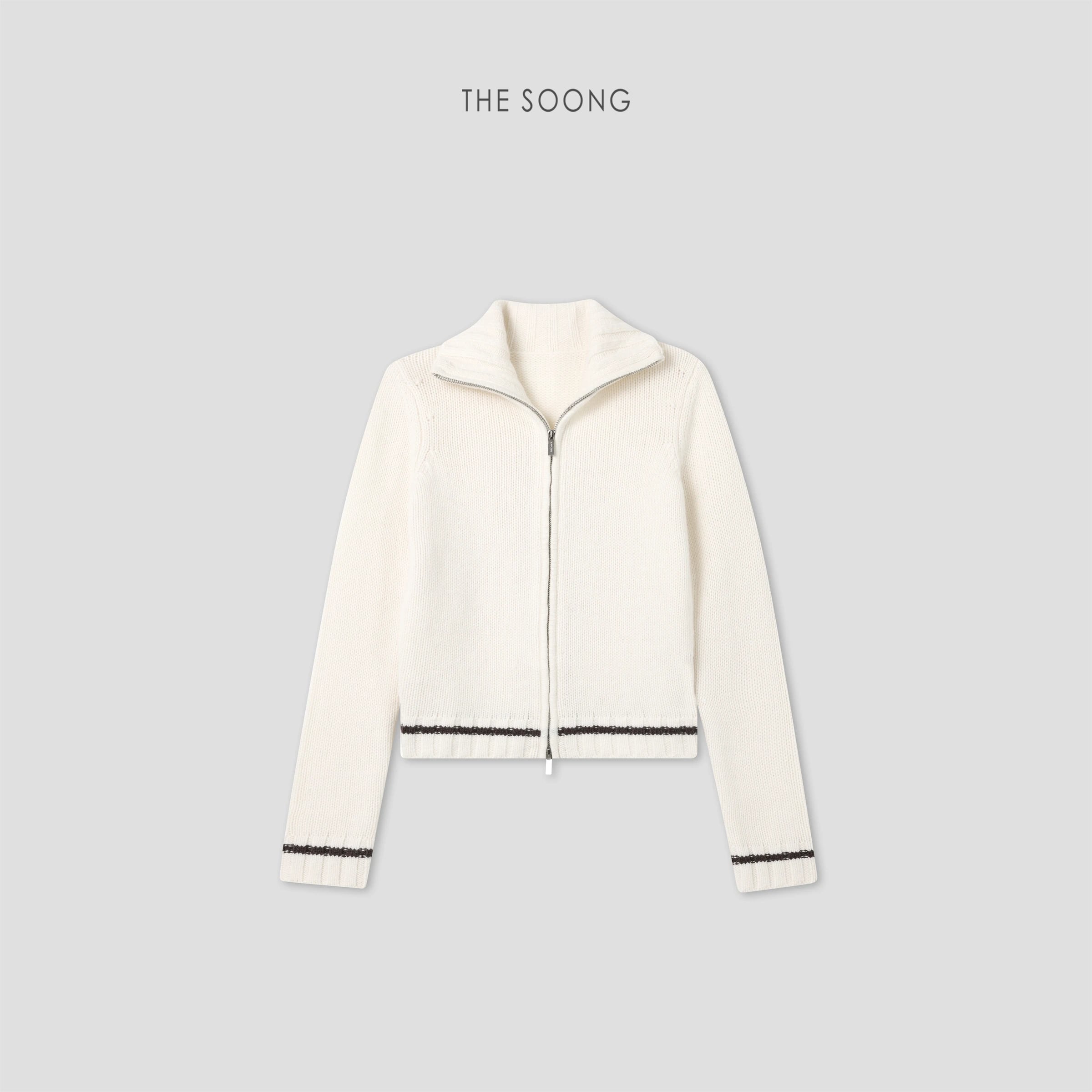 Mist Luxe 100% Wool Zip-Up Turtleneck Cropped Sweater
