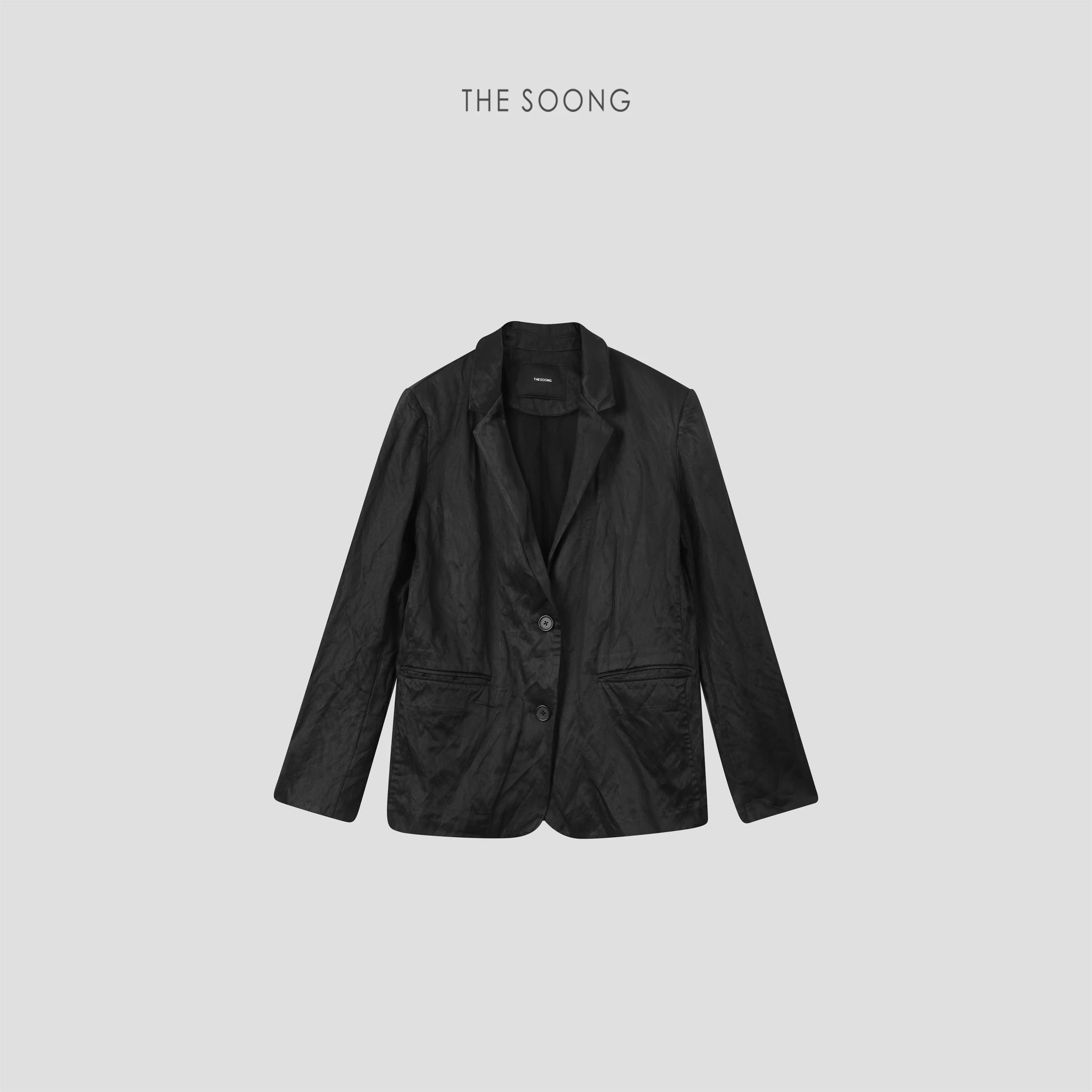 Relaxed Silhouette Heavyweight Italian Black Blazer