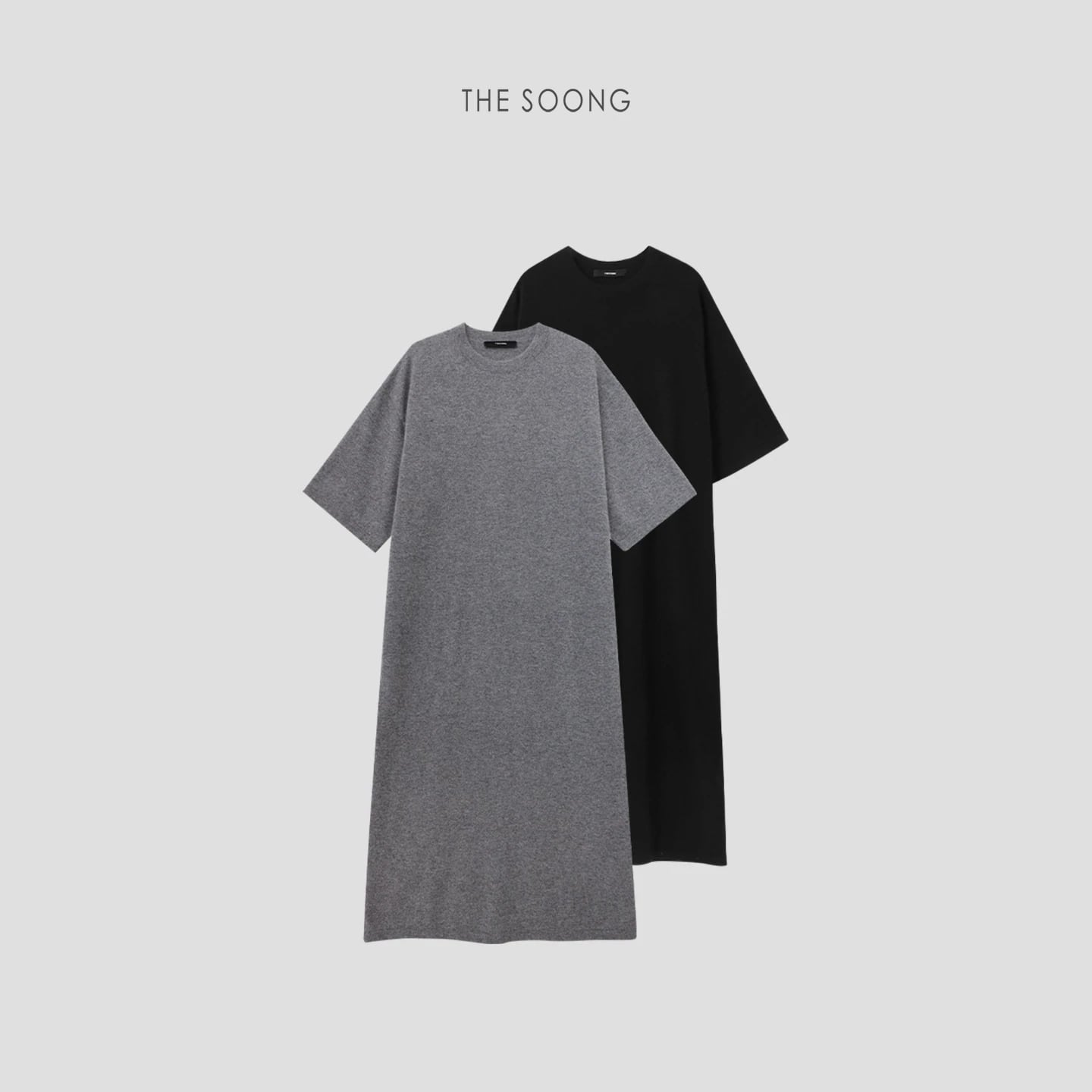 Wool Three Quarter Sleeve Relaxed Midi T Shirt Dress 7510
