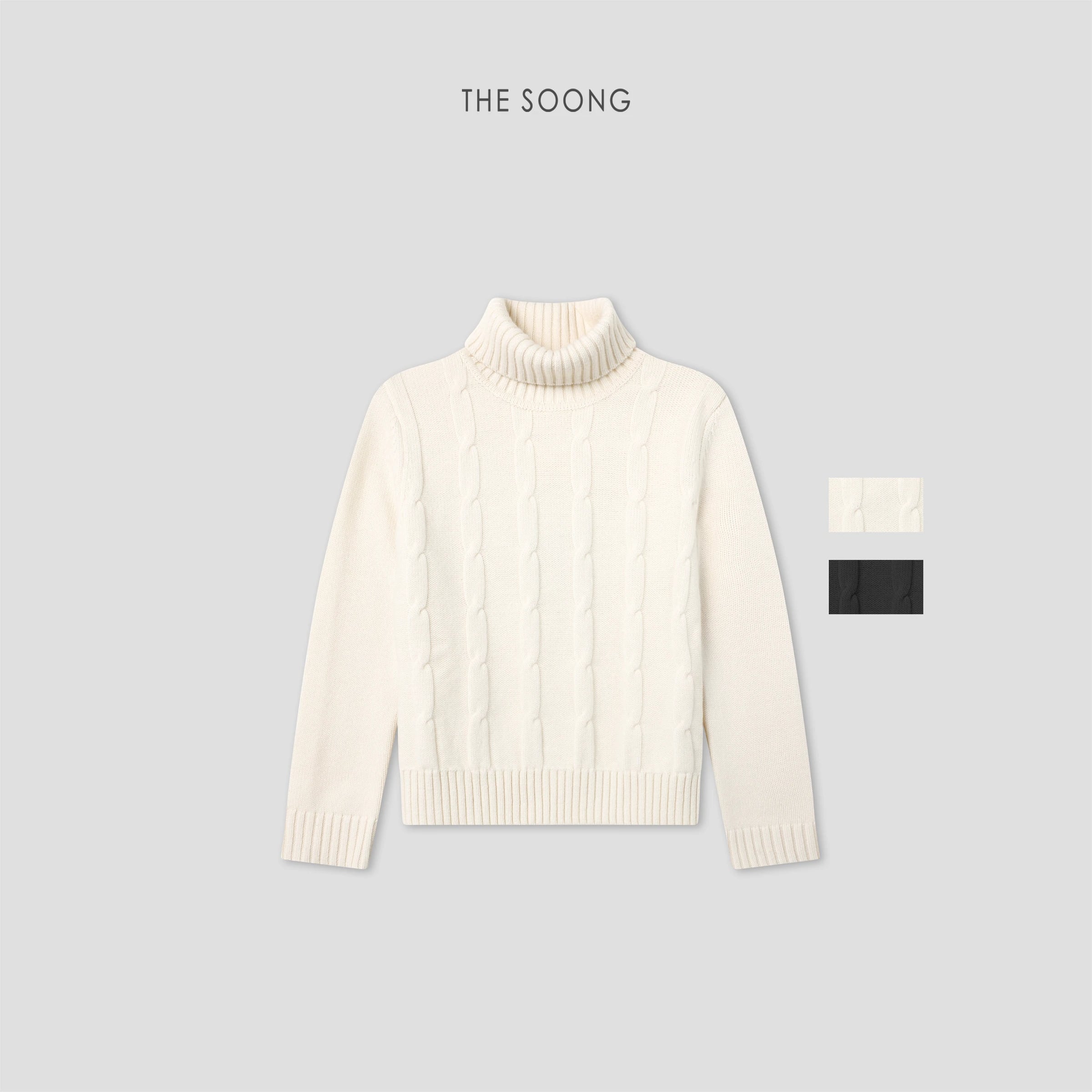 Caroline Sweater 100% Wool High-Neck Cable-Knit Pullover for Women