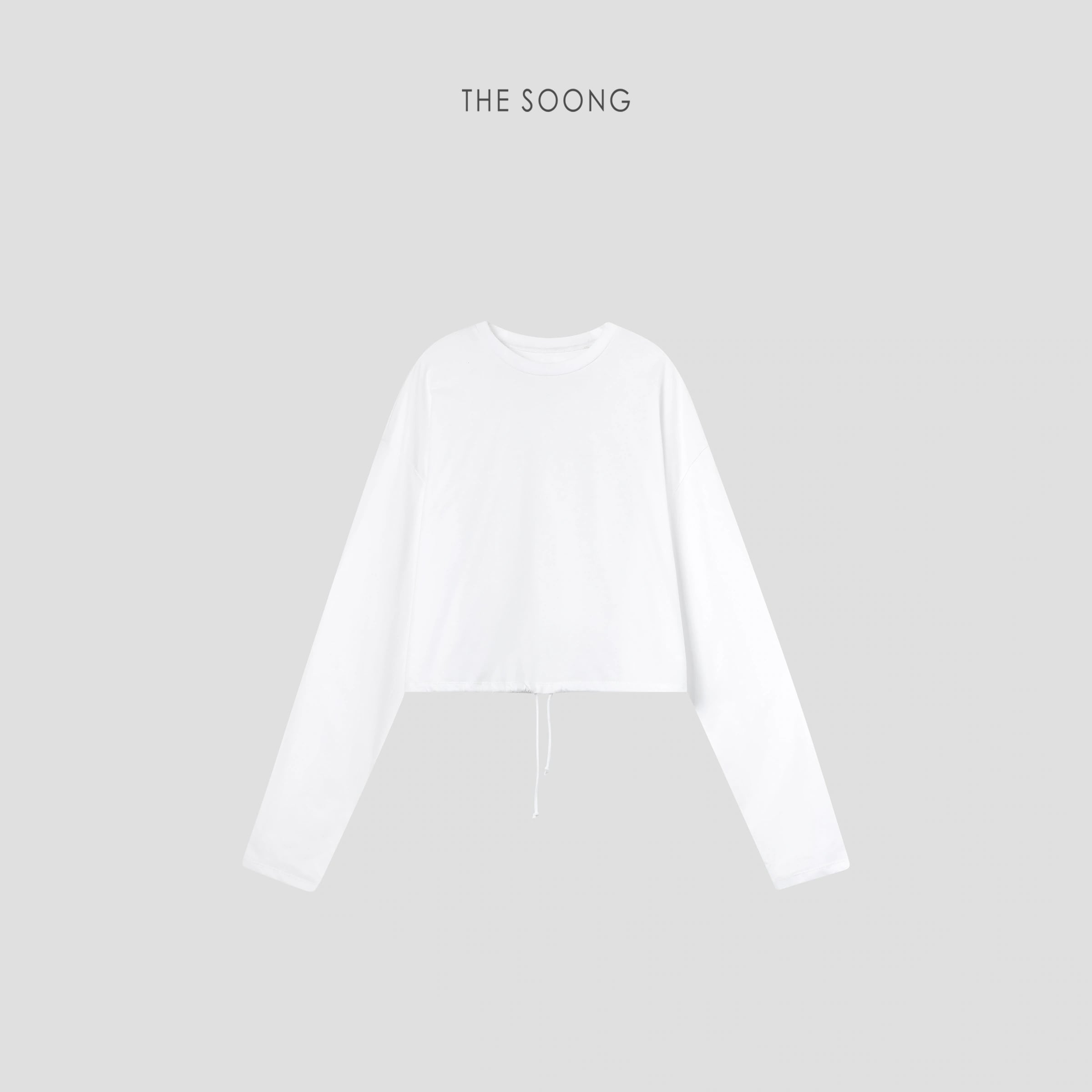 Sculptural High-Density Cotton Drawstring Long-Sleeve Top