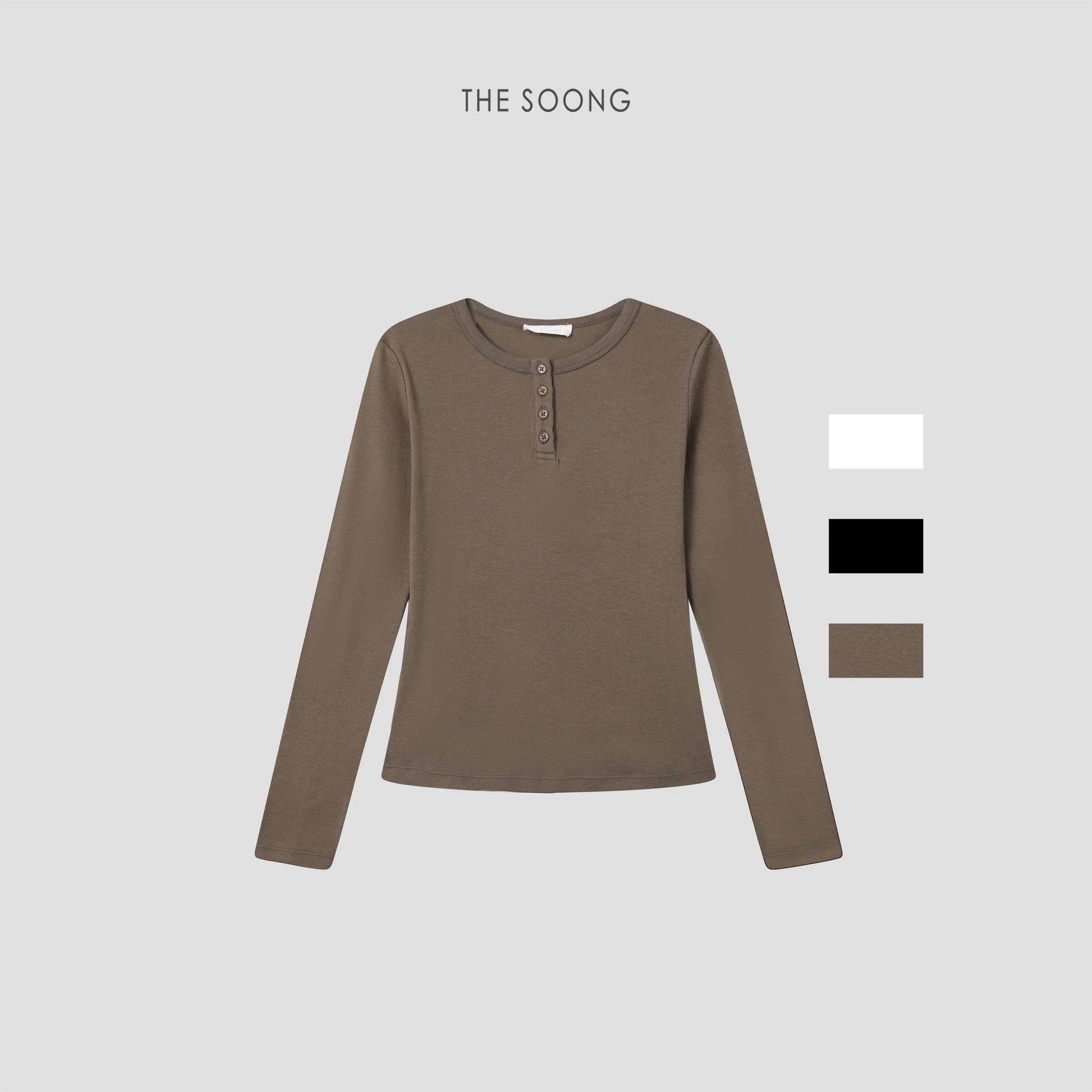 Minimal Henley Long-Sleeve Top