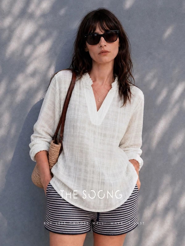 THESOONG Lyocell Linen V Long-Sleeve Shirt 8762 view 3