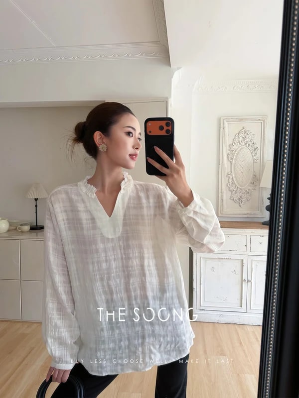 THESOONG Lyocell Linen V Long-Sleeve Shirt 8762 view 6
