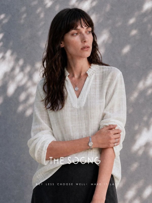 THESOONG Lyocell Linen V Long-Sleeve Shirt 8762 alternate view