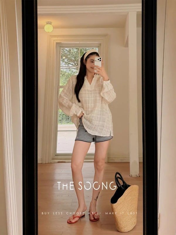 THESOONG Lyocell Linen V Long-Sleeve Shirt 8762 view 8
