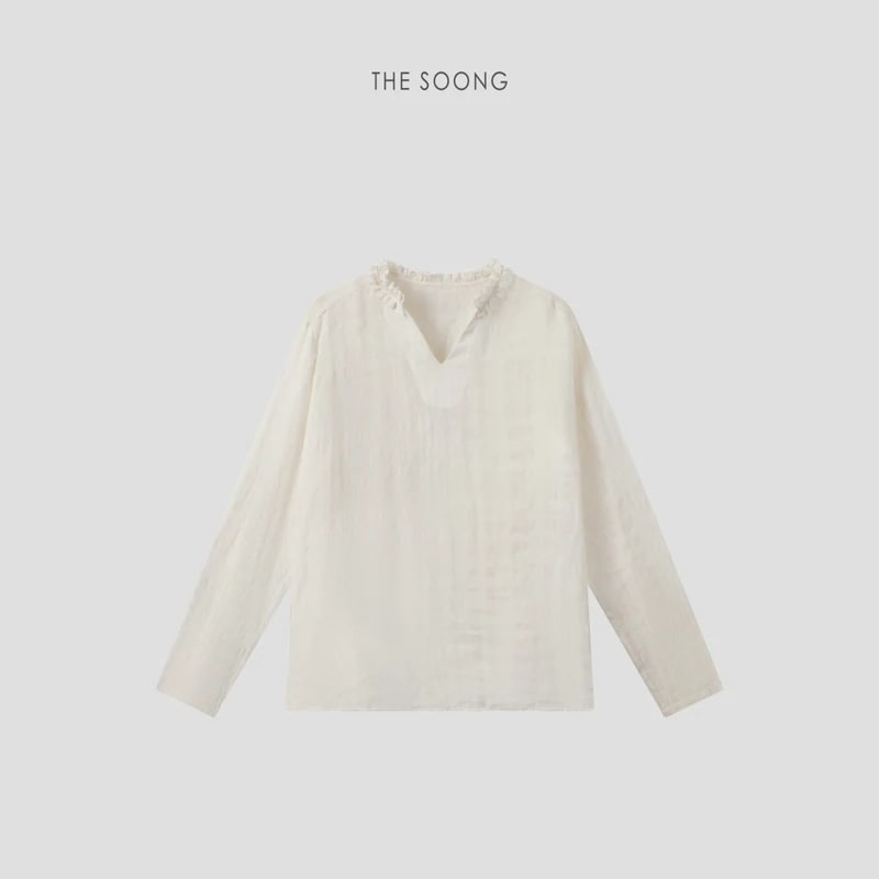 THESOONG Lyocell Linen V Long-Sleeve Shirt 8762