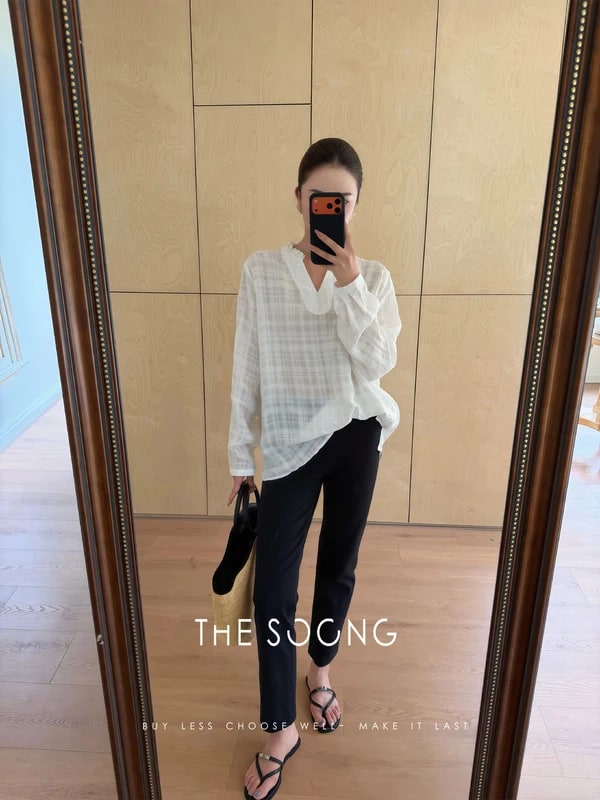 THESOONG Lyocell Linen V Long-Sleeve Shirt 8762 view 9