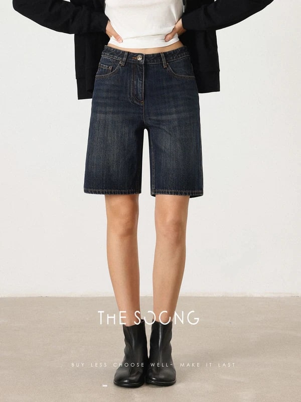 THESOONG "Boyish" Vintage-Washed Slub-Textured Straight Denim-7581 view 3