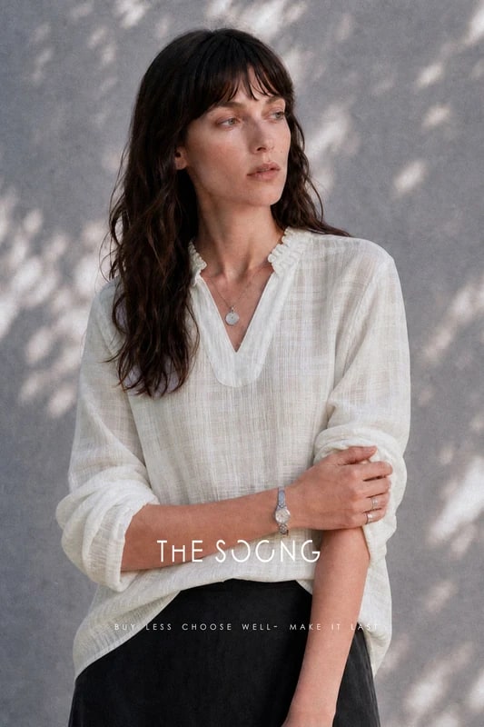THESOONG Lyocell Linen V Long-Sleeve Shirt 8762 view 2