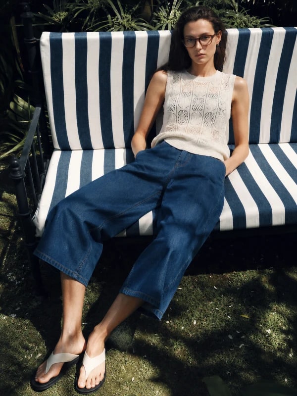 THESOONG Vintage Cropped Trousers Japanese Rope-Dyed Washed-6582 alternate view
