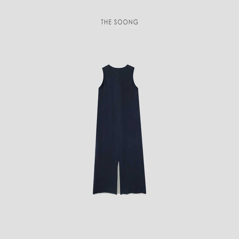 THESOONG 280G Cotton Sleeveless Straight Slit Maxi Dress - 9328 view 12