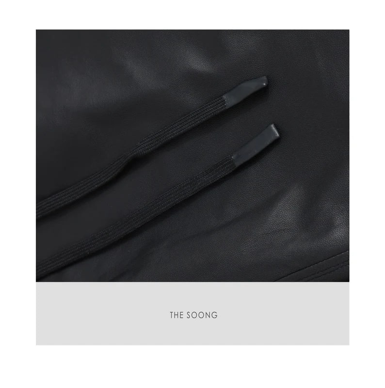 THESOONG 100% Lambskin Textured Drawstring Leather Pants - 9301 view 12