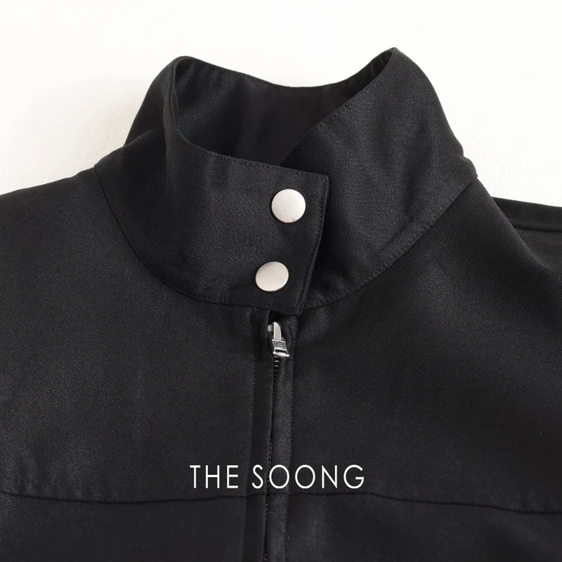 THESOONG “Bass Jacket” Relaxed Zip-Up Stand-Collar Cropped Jacket - 9142 view 14